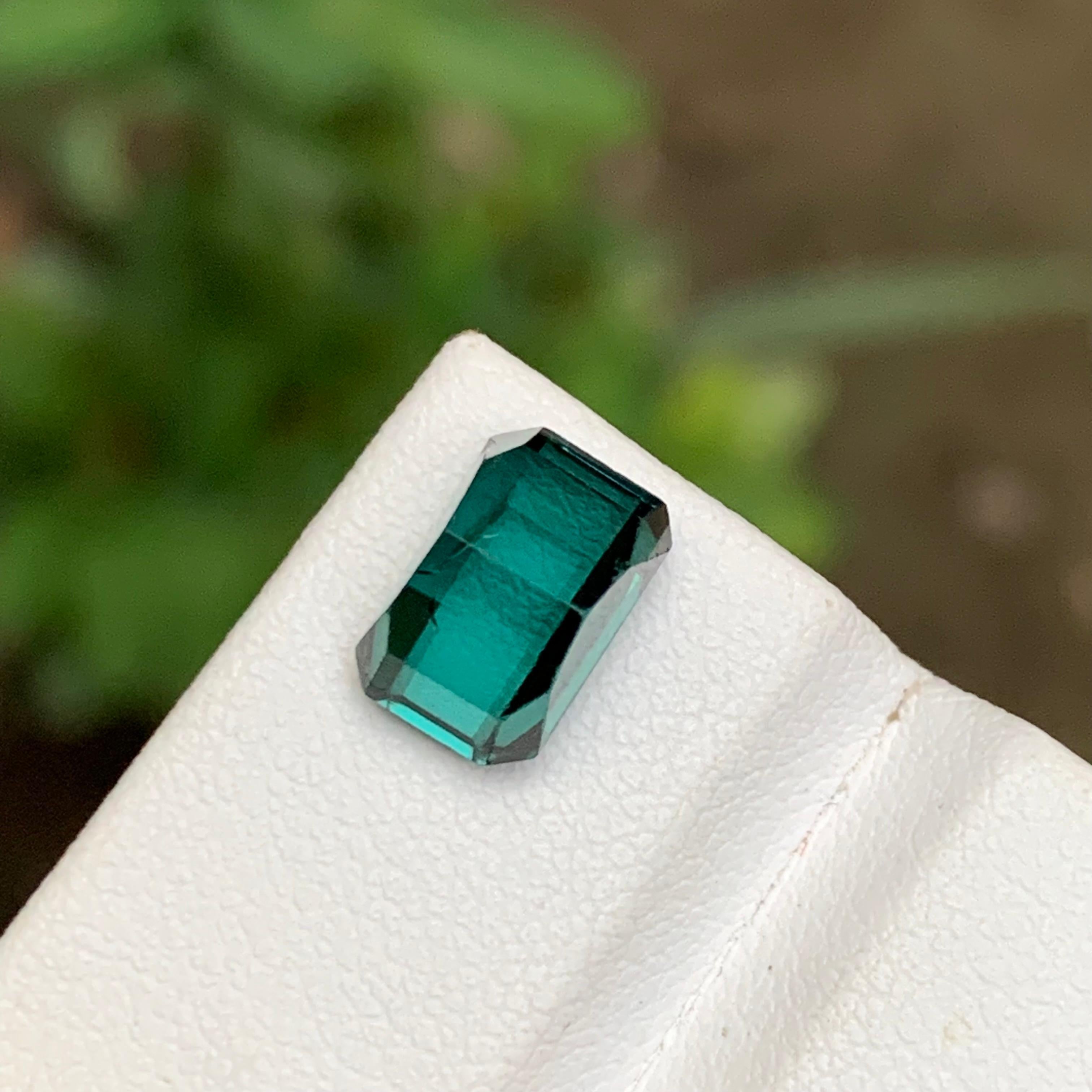 Blue Natural Tourmaline Gemstone 3.85 Ct Emerald Cut  Ring  Pendant  Jewelry For Sale 1