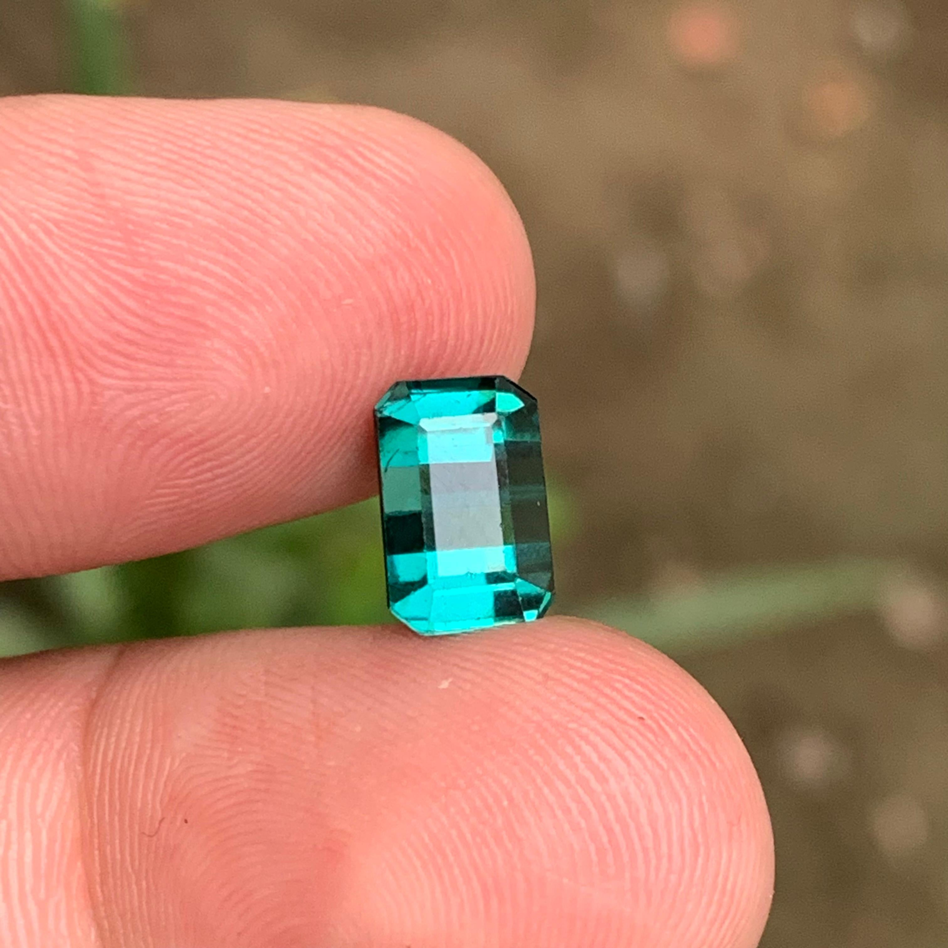 Blue Natural Tourmaline Gemstone 3.85 Ct Emerald Cut  Ring  Pendant  Jewelry For Sale 3