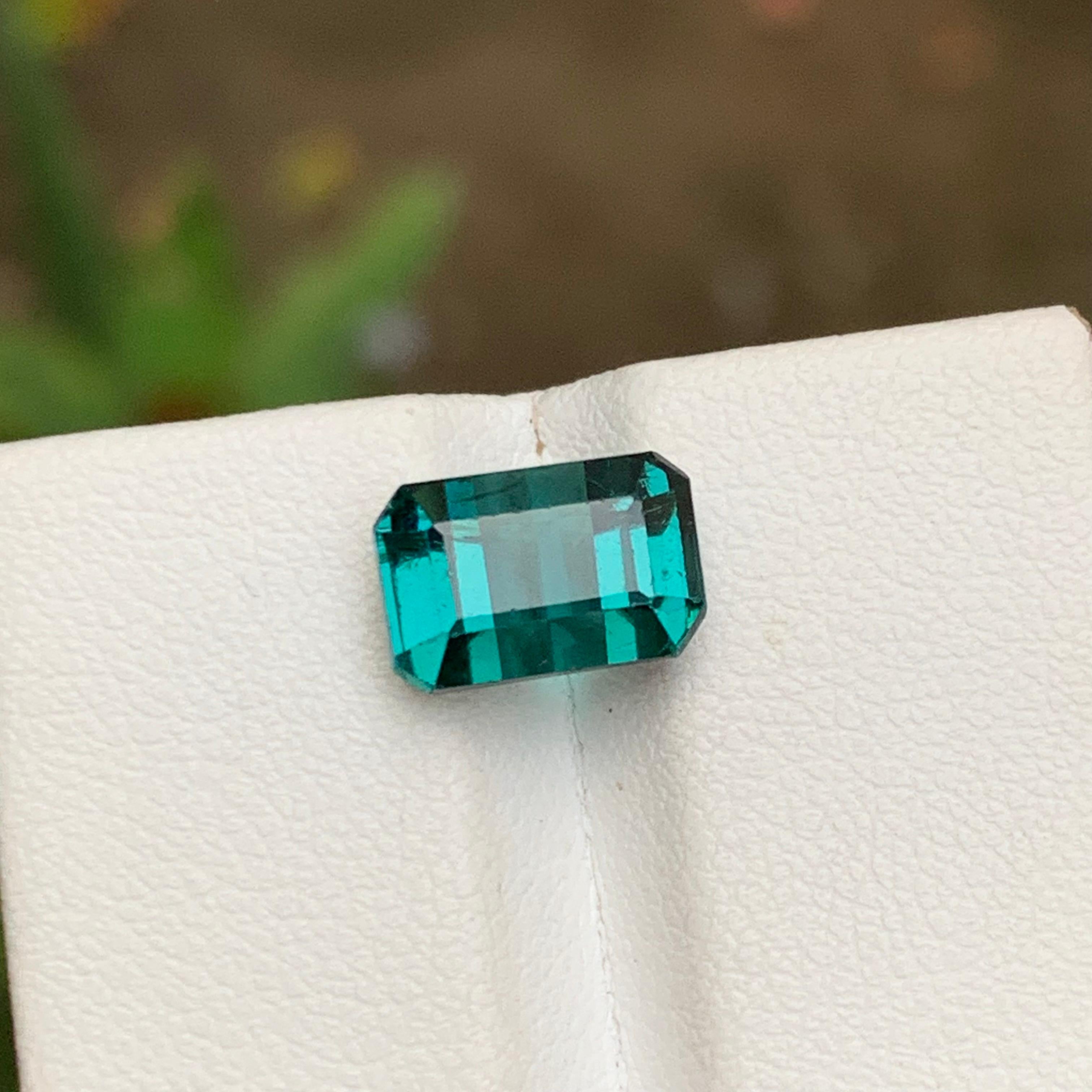 Blue Natural Tourmaline Gemstone 3.85 Ct Emerald Cut  Ring  Pendant  Jewelry For Sale 4