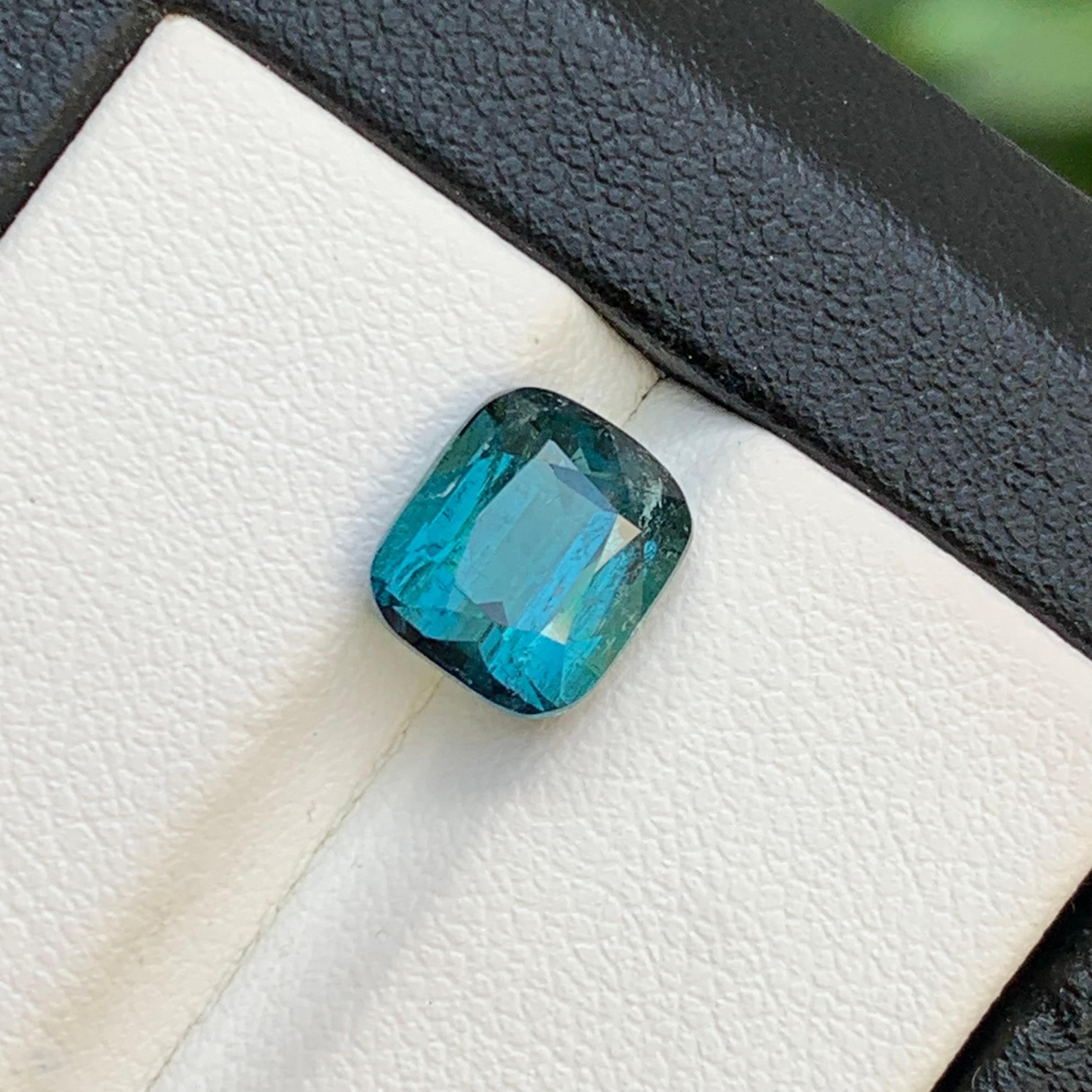 Blue Natural Tourmaline Ring Pendant Loose Gemstone 3.35 Ct Cushion Cut-Jewelry For Sale 5