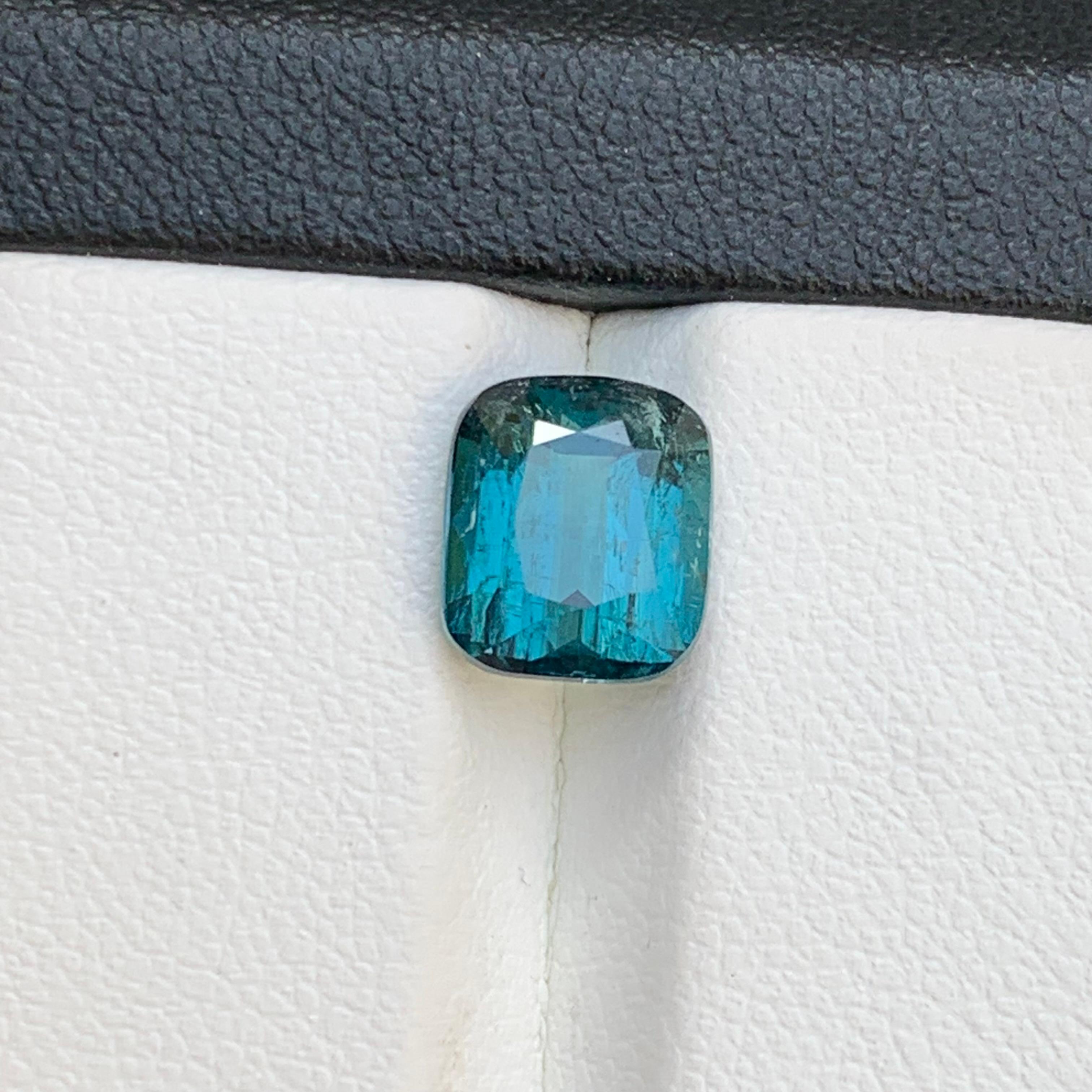 Blue Natural Tourmaline Ring Pendant Loose Gemstone 3.35 Ct Cushion Cut-Jewelry For Sale 6
