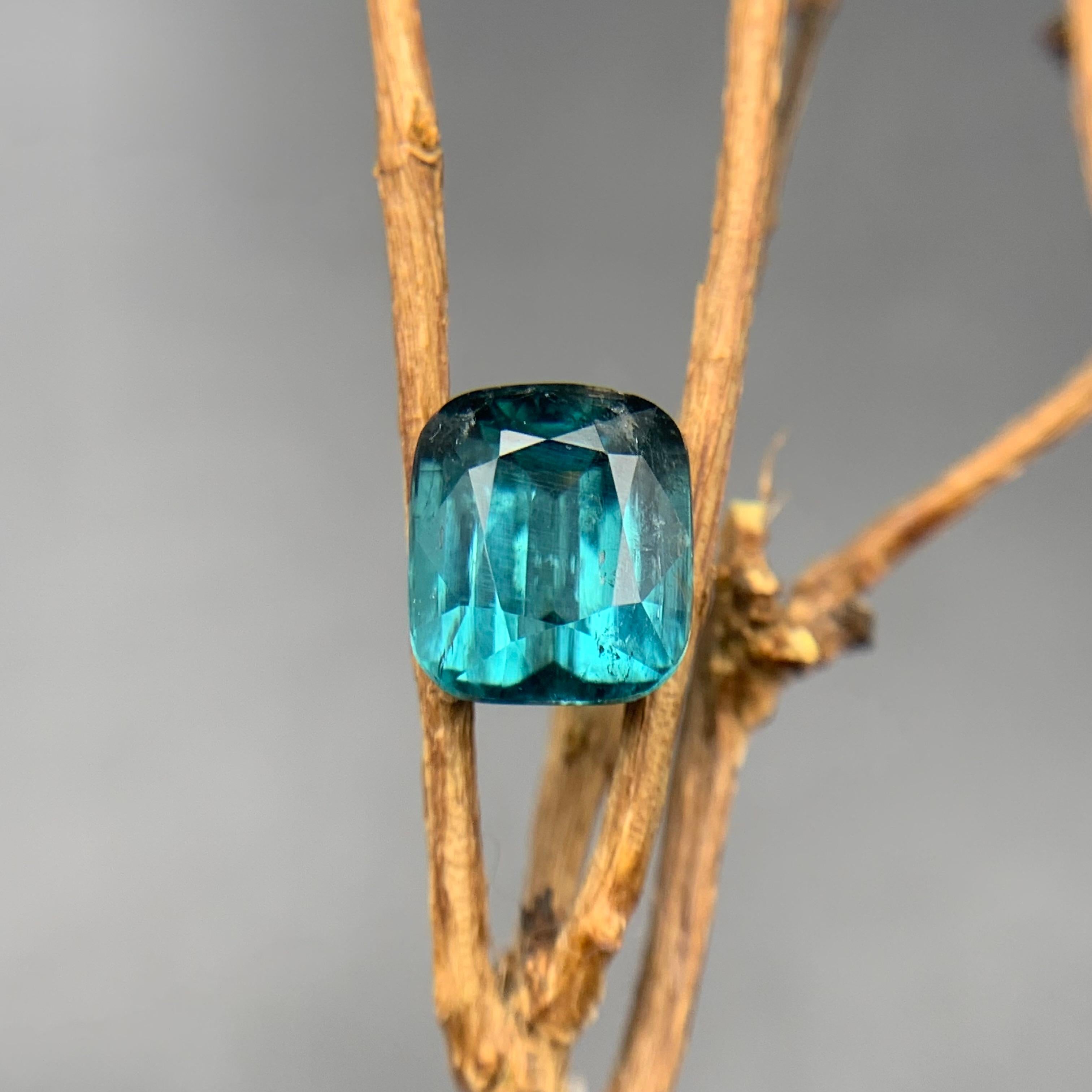Blue Natural Tourmaline Ring Pendant Loose Gemstone 3.35 Ct Cushion Cut-Jewelry For Sale 7