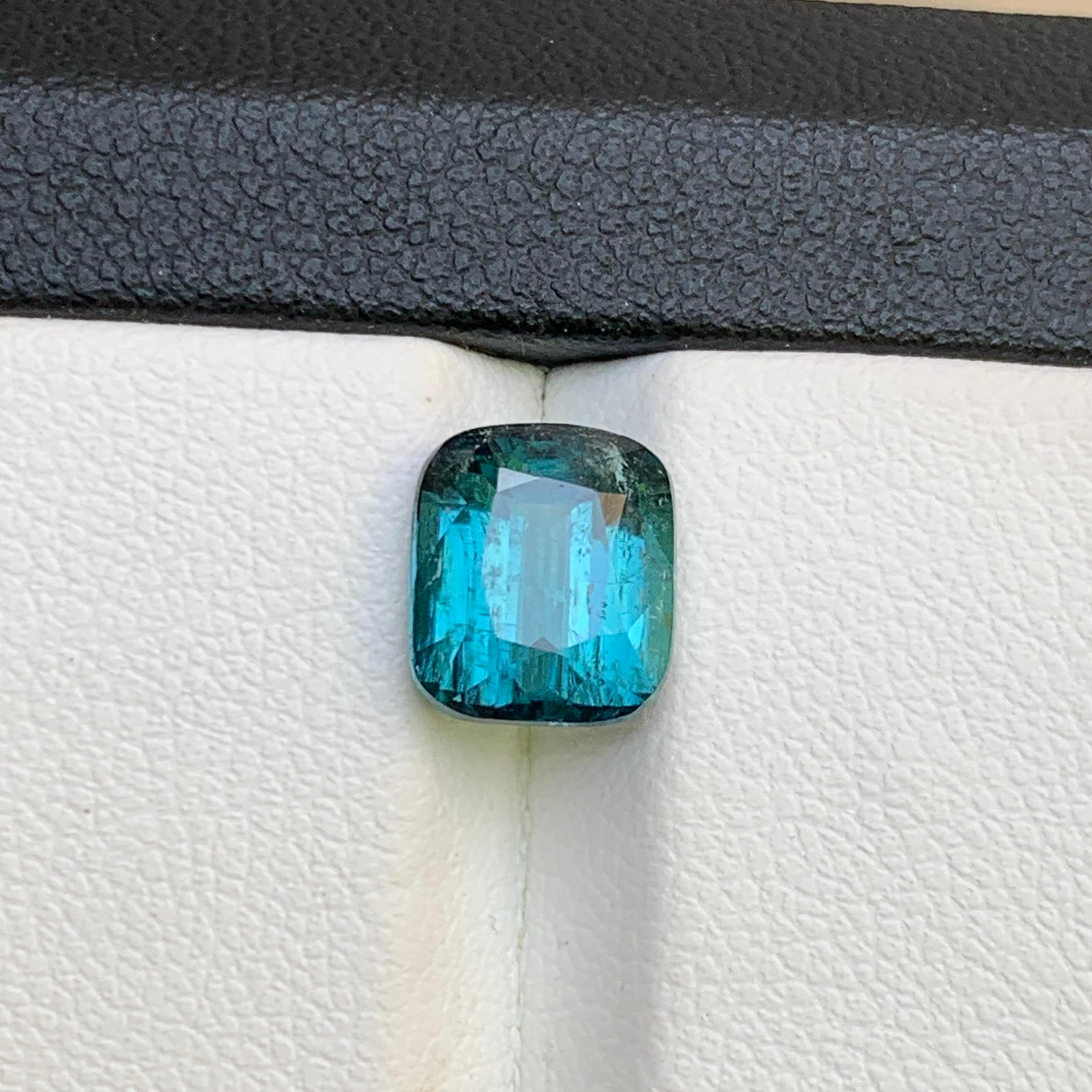 Blue Natural Tourmaline Ring Pendant Loose Gemstone 3.35 Ct Cushion Cut-Jewelry For Sale 8