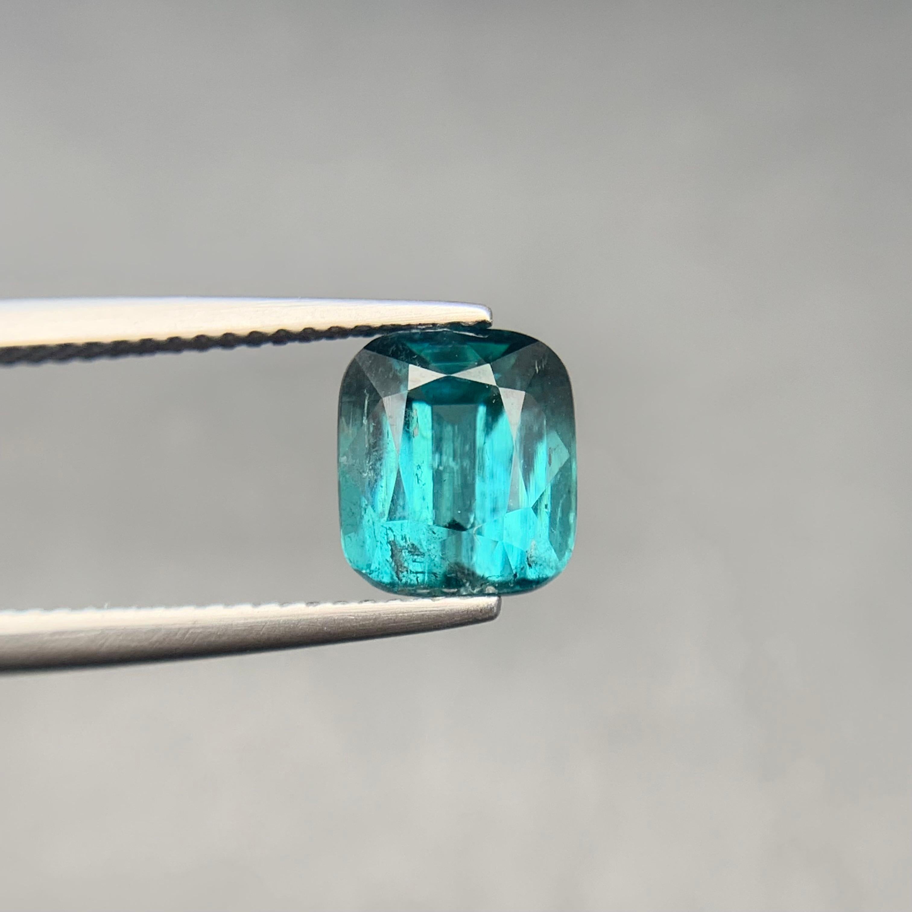 Blue Natural Tourmaline Ring Pendant Loose Gemstone 3.35 Ct Cushion Cut-Jewelry In New Condition For Sale In Peshawar, PK