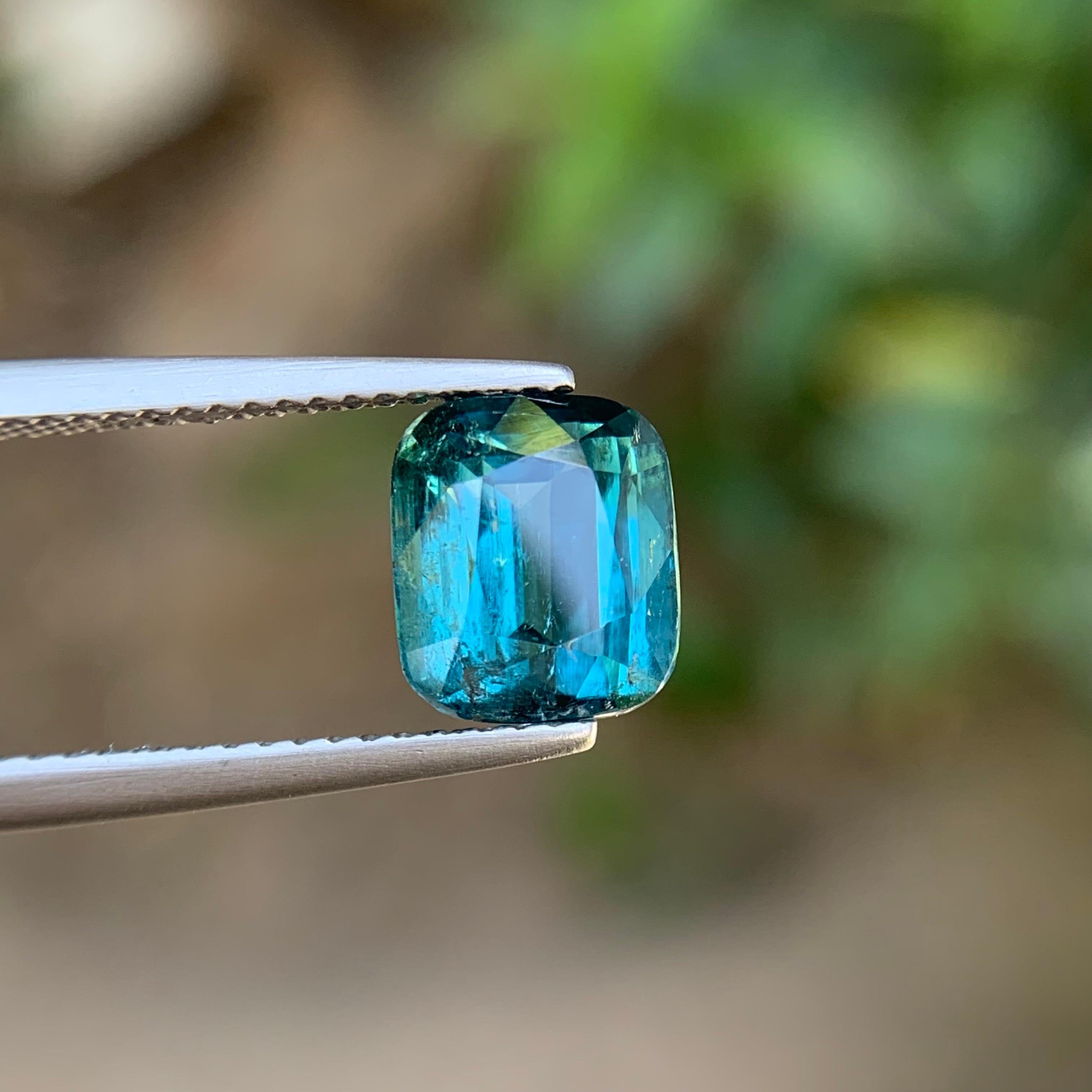 Blue Natural Tourmaline Ring Pendant Loose Gemstone 3.35 Ct Cushion Cut-Jewelry For Sale 1