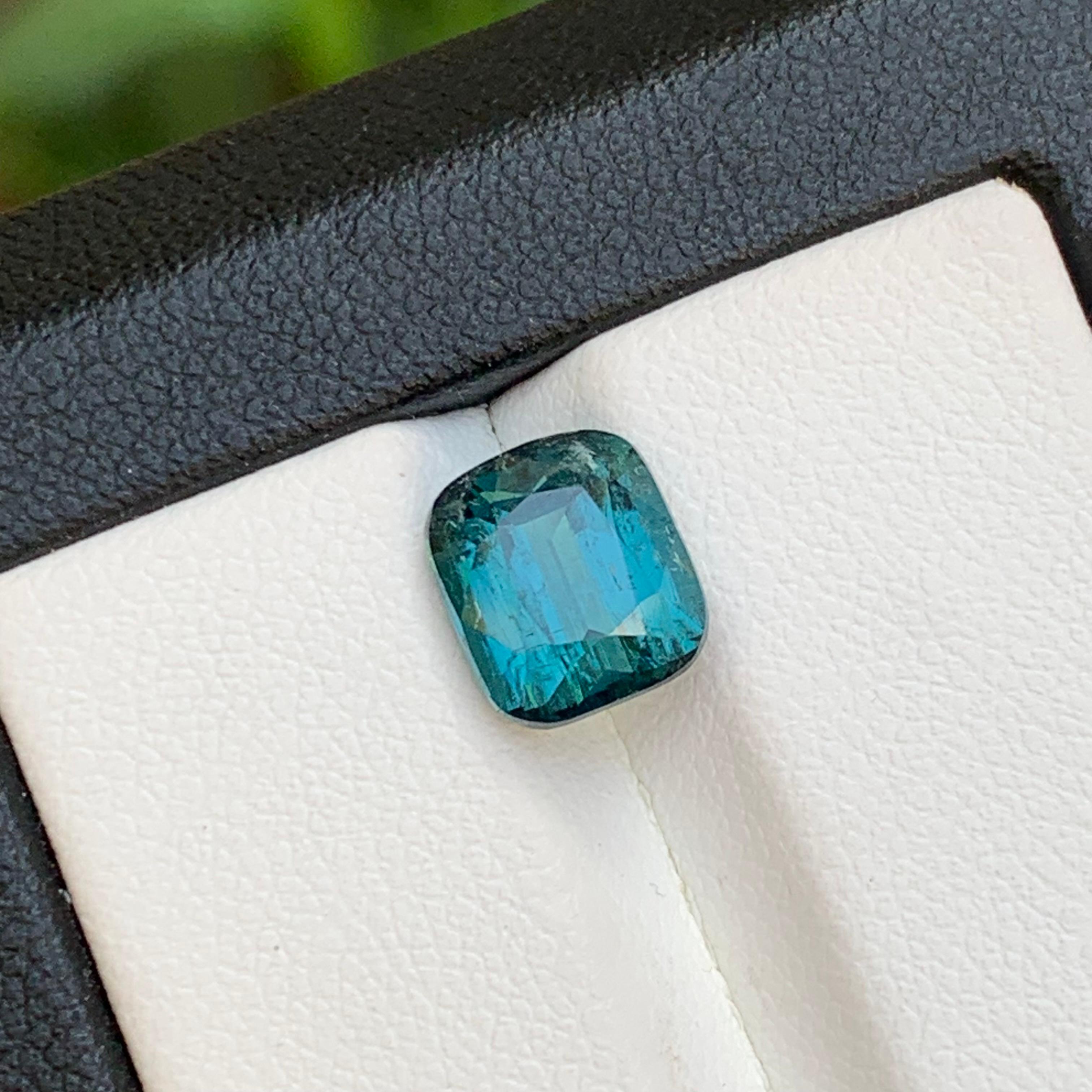 Blue Natural Tourmaline Ring Pendant Loose Gemstone 3.35 Ct Cushion Cut-Jewelry For Sale 2