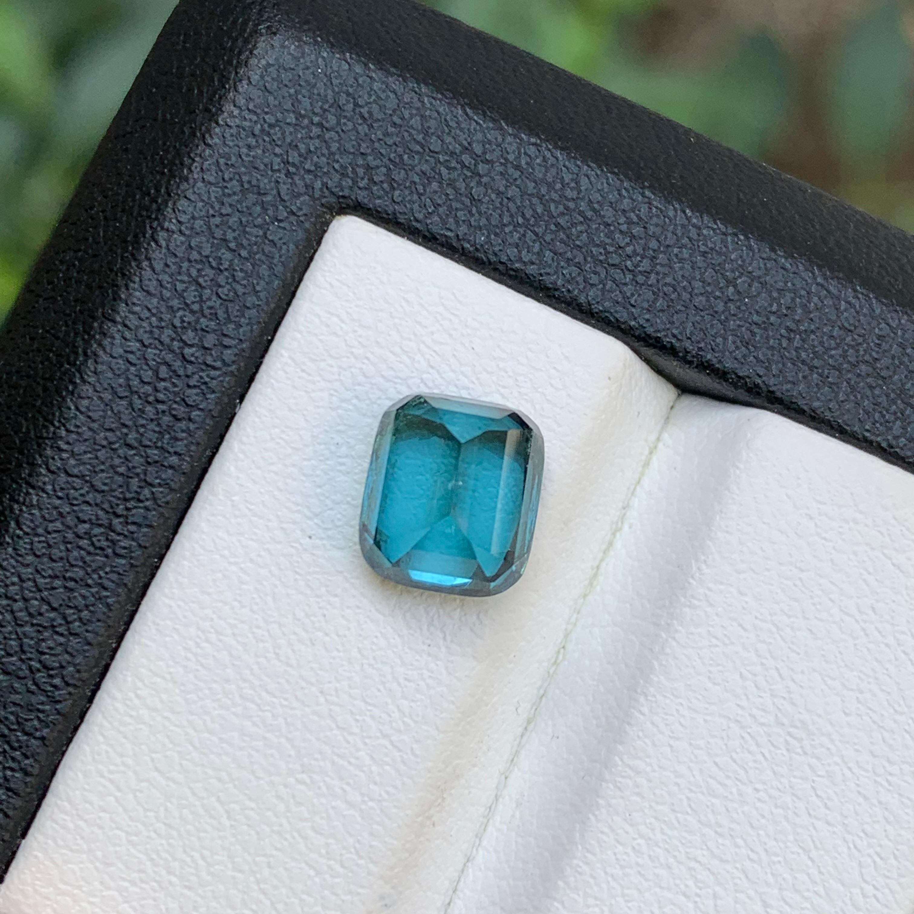 Blue Natural Tourmaline Ring Pendant Loose Gemstone 3.35 Ct Cushion Cut-Jewelry For Sale 3
