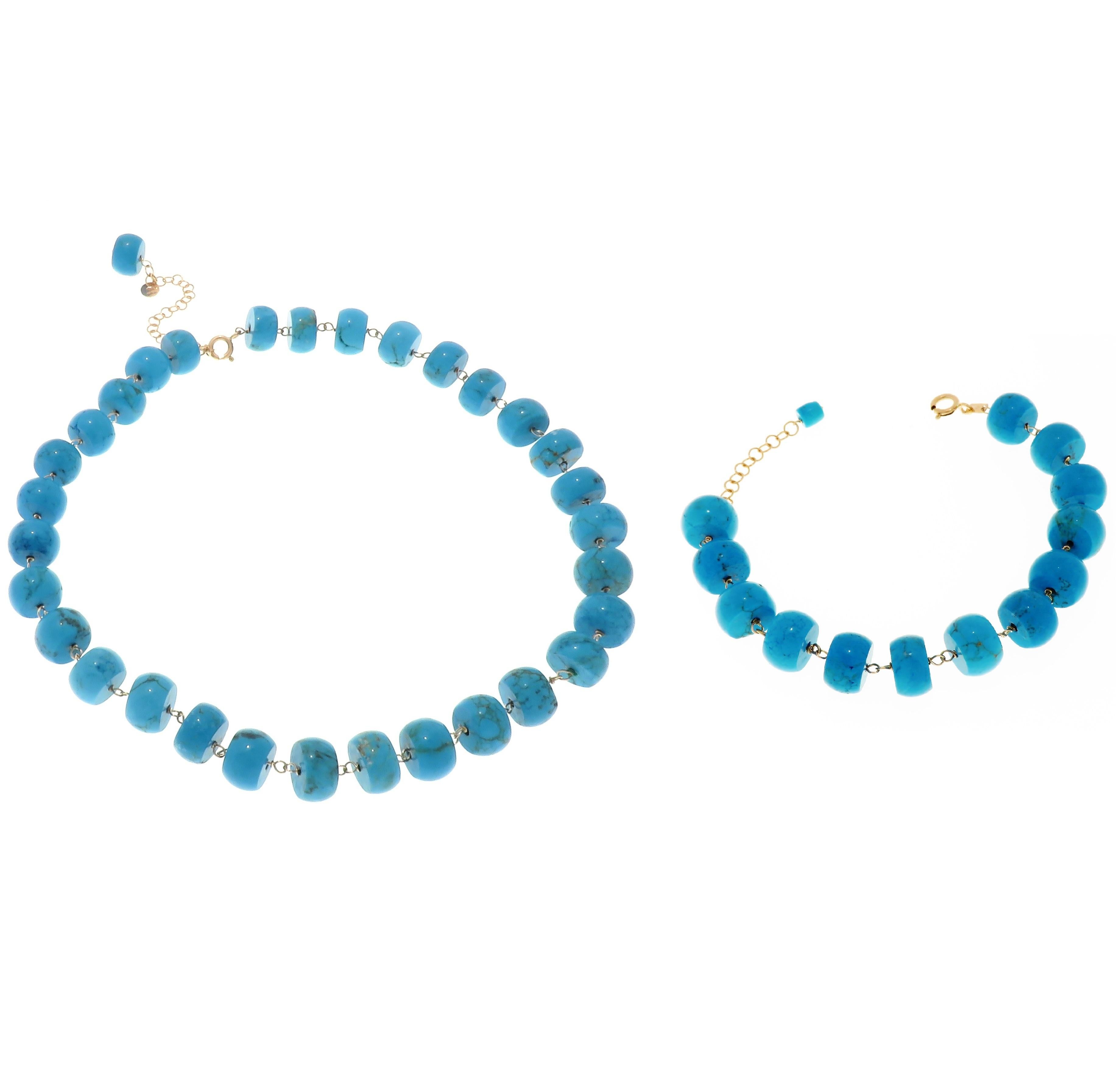 Halskette aus 9 Karat Roségold mit blauem, natürlichem Türkis, handgefertigt in Italien im Angebot 2