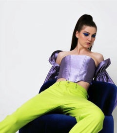 Midcentury Modern Navy Velvet and Brass Majestic Chair Handcrafted and Custom