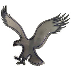 Sculpture murale d'art populaire Aigle bleu néon