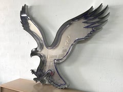 Blauer Neon-Adler Volkskunst Wandskulptur