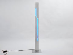 Blue Neon Steel Floor Lamp by Rudi Stern and Dan Chelsea for Kovacs, 1983