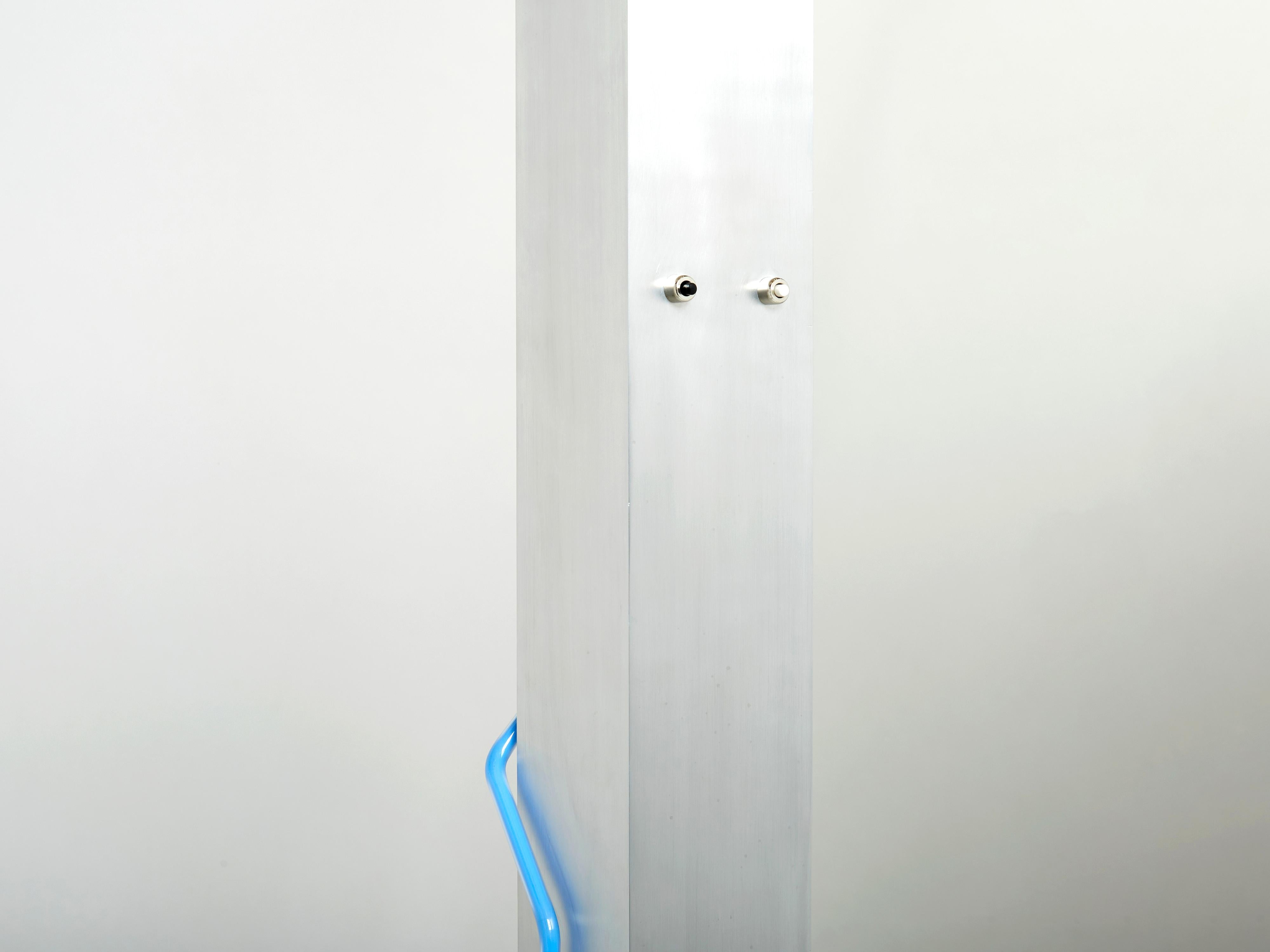 Blue Neon Steel Floor Lamp by Rudi Stern and Dan Chelsea for Kovacs, 1983 In Good Condition For Sale In Paris, IDF
