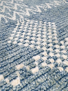 Blue Neutral Turkish Tulu Rug • Organic Modern Handmade Textured Wool, 4x6