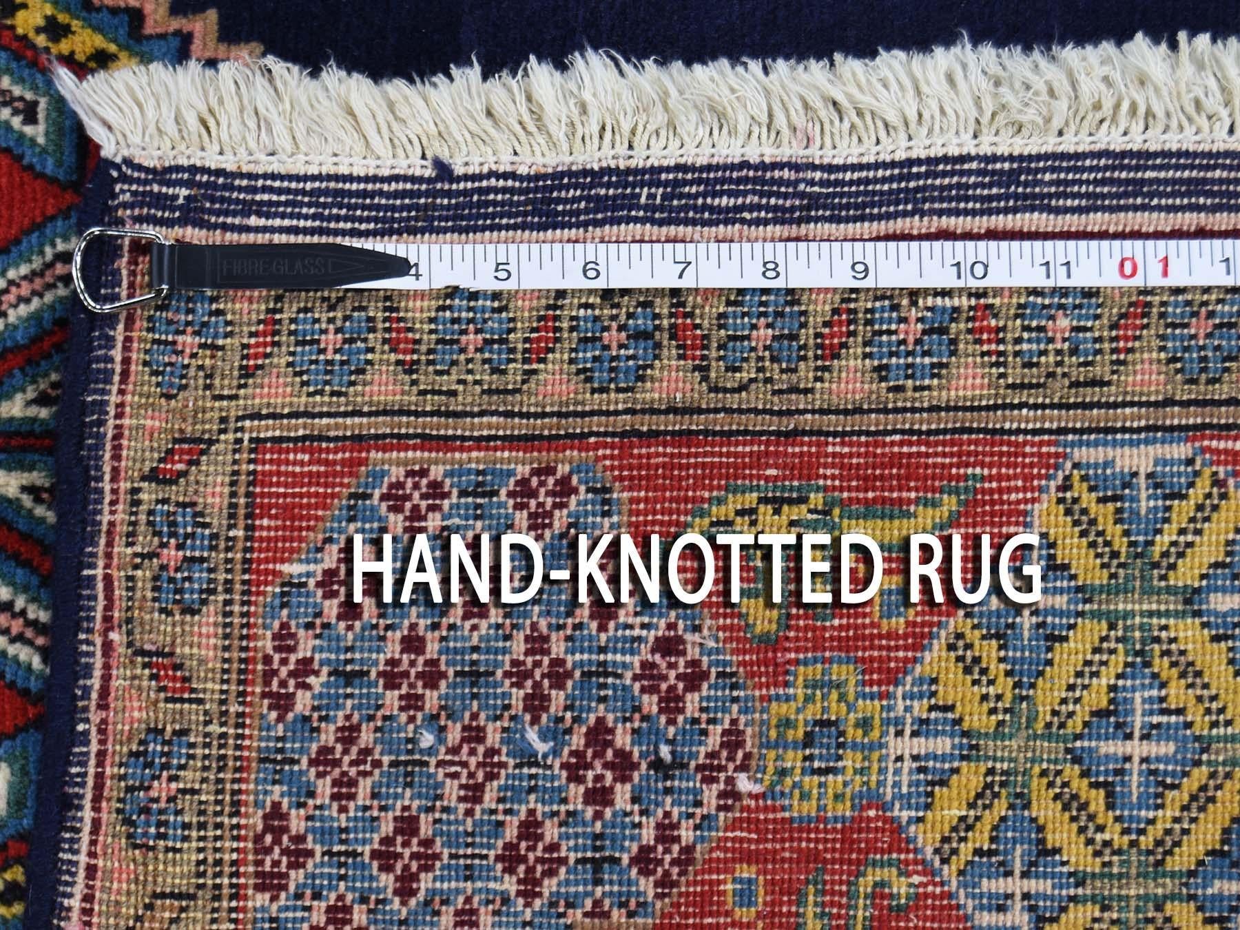 Blue Persian Hamadan Open Field Geometric Hand Knotted Oriental Rug 5