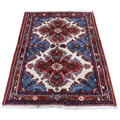 Blue Persian Hamadan Pure Wool Hand Knotted Oriental Rug