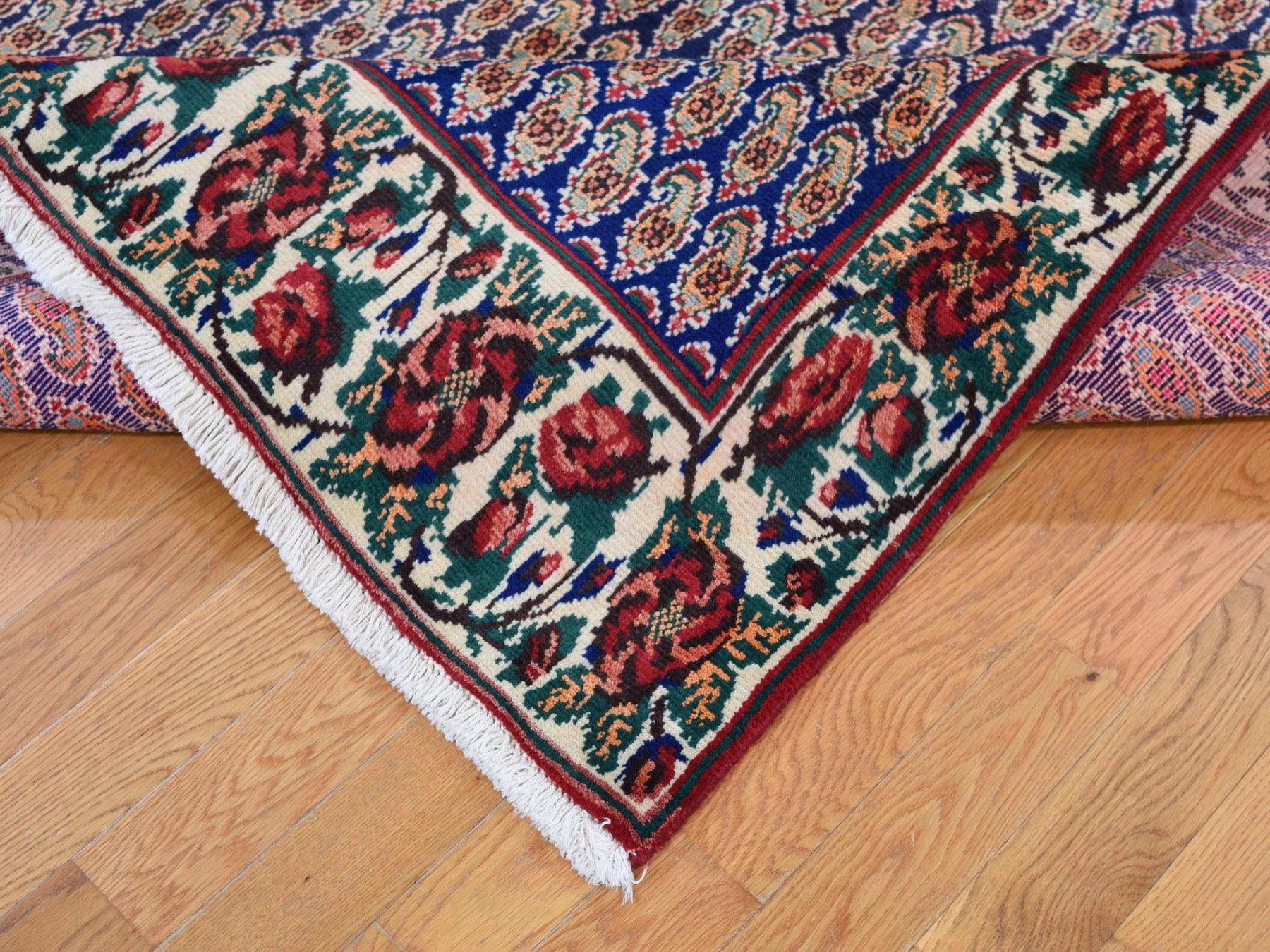 Mid-20th Century Blue Persian Karabakh With Paisley Design Pure wool Hand Knotted Rug