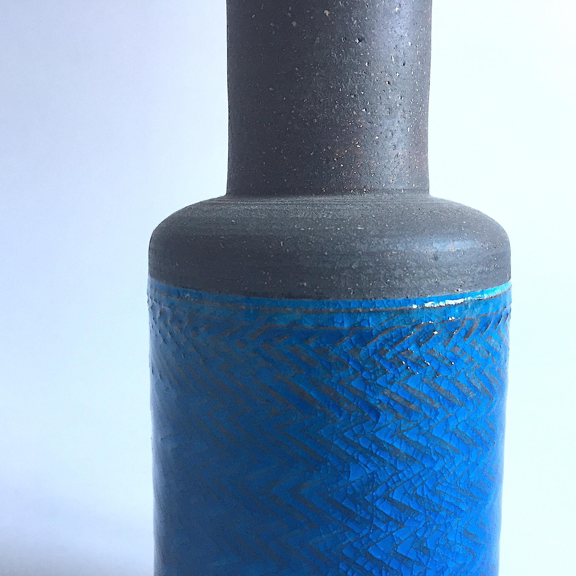 Mid-Century Modern Vase bleu Niels Kahler, Danemark, Kähler en vente