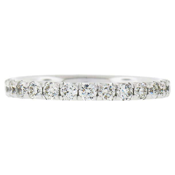 Blue Nile .950 Platinum 1.08ctw Pave Diamond Stack Wedding Eternity ...