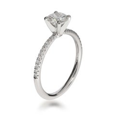 Blue Nile Diamond Ring in 14 Karat White Gold GIA Certified F IF 0.79 Carat