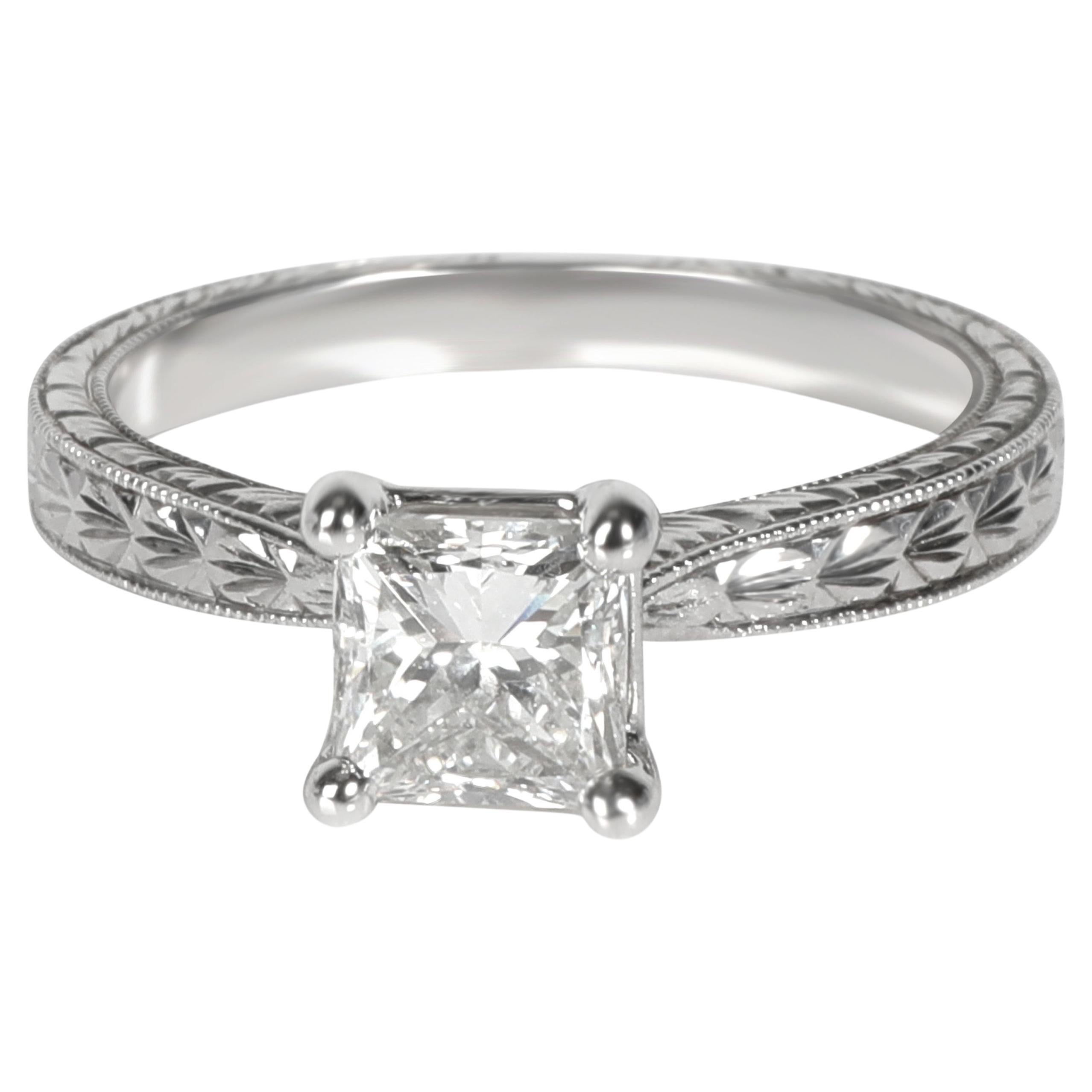 Blue Nile Diamond Engagement Ring in Platinum GIA Certified E VVS2 1.09