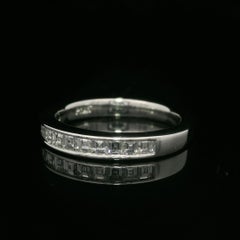 Blue Nile Platinum 0.60ctw Channel Set Square Step Diamond Wedding Band Ring