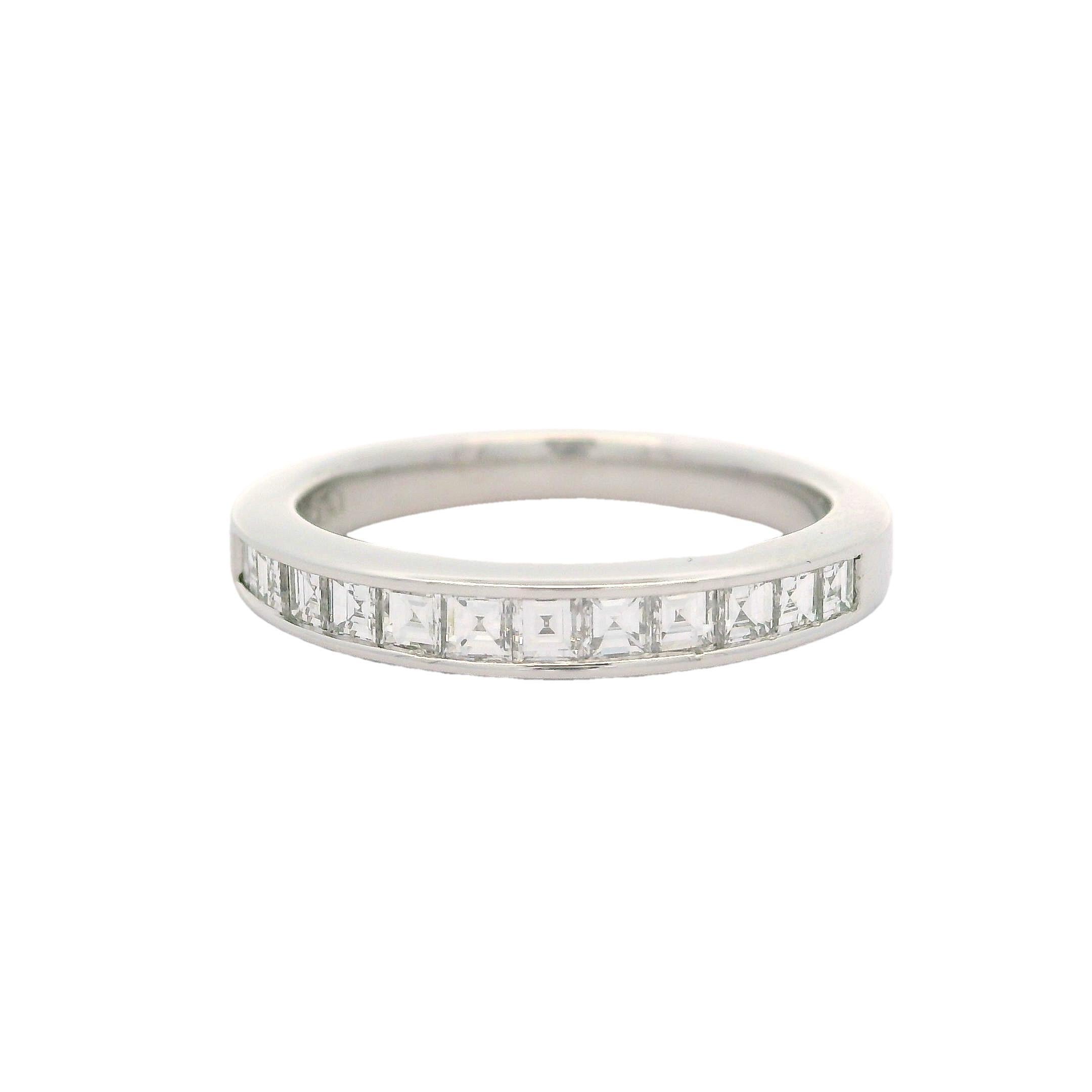 Blue Nile Platinum 0.60ctw Channel Set Square Step Diamond Wedding Band Ring