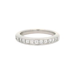 Blue Nile Platinum 0.60ctw Channel Set Square Step Diamond Wedding Band Ring