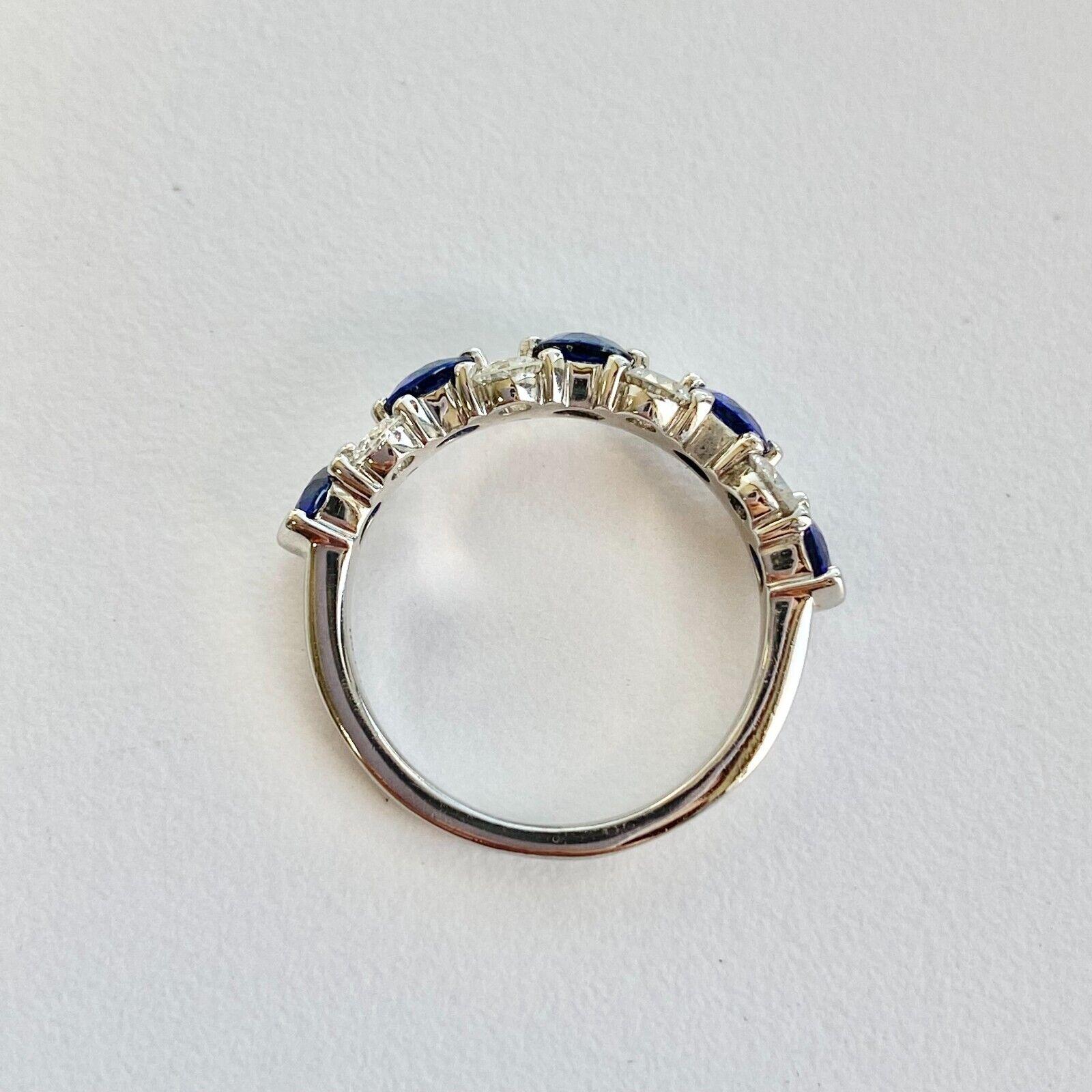 Contemporary Blue Nile Platinum Sapphire and Diamond Ring For Sale