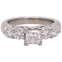 Blue Nile Princess Diamond 1.36 Carat G VS1 Platinum Engagement Ring AGS