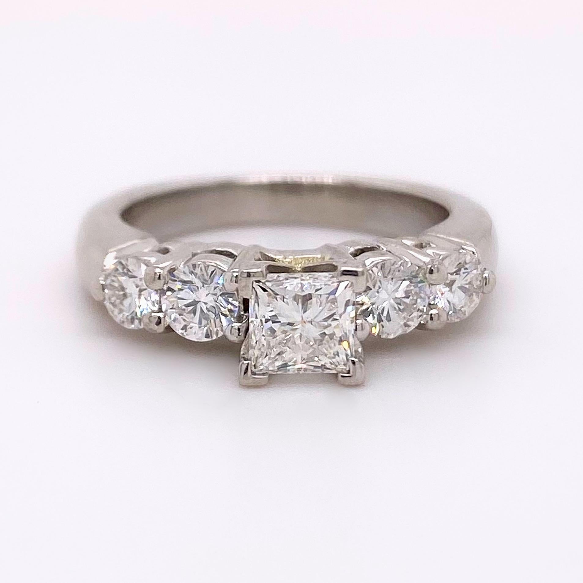 Blue Nile Princess Diamond 1.36 Carat G VS1 Platinum Engagement Ring AGS For Sale 2