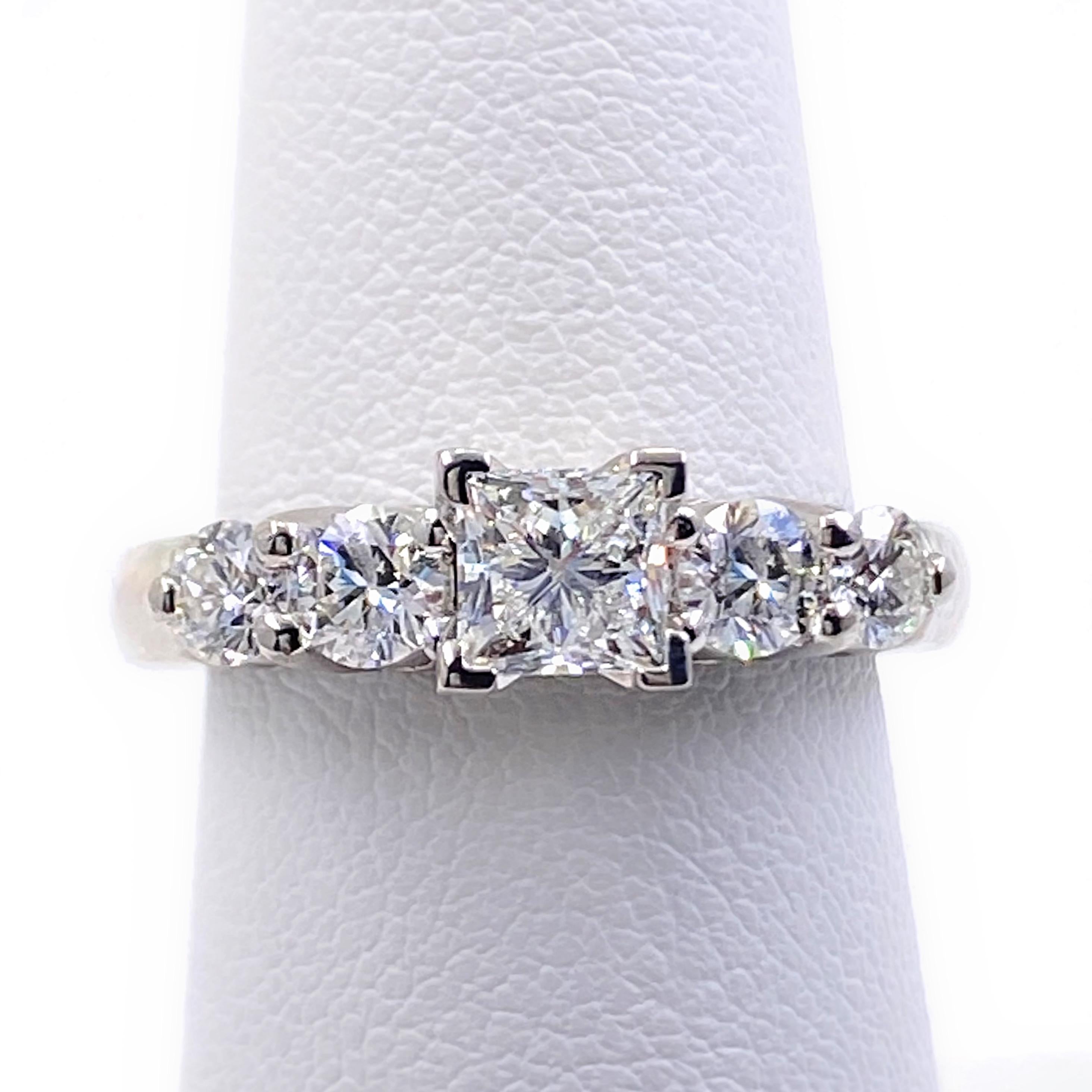 Blue Nile Princess Diamond 1.36 Carat G VS1 Platinum Engagement Ring AGS For Sale 3