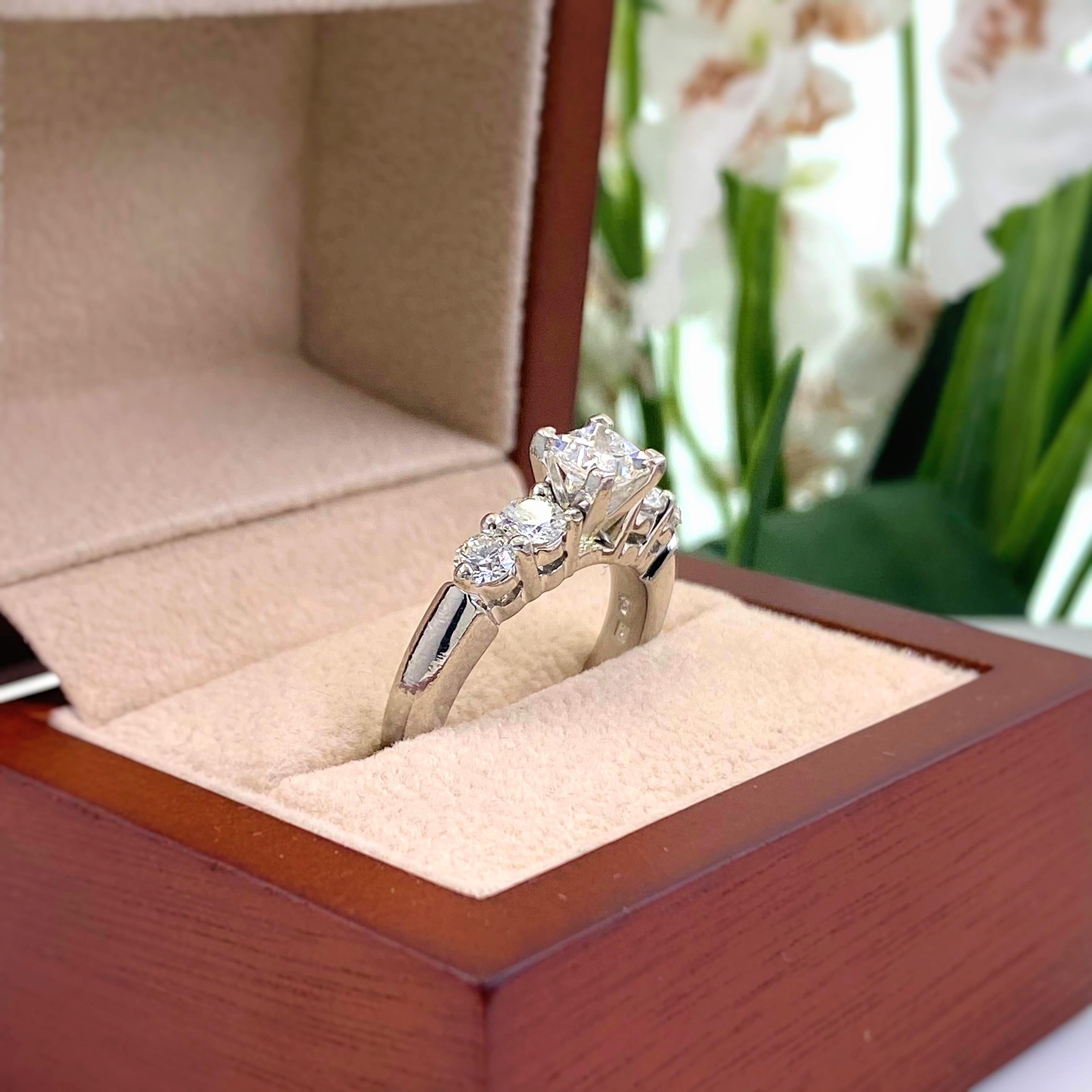 Princess Cut Blue Nile Princess Diamond 1.36 Carat G VS1 Platinum Engagement Ring AGS For Sale