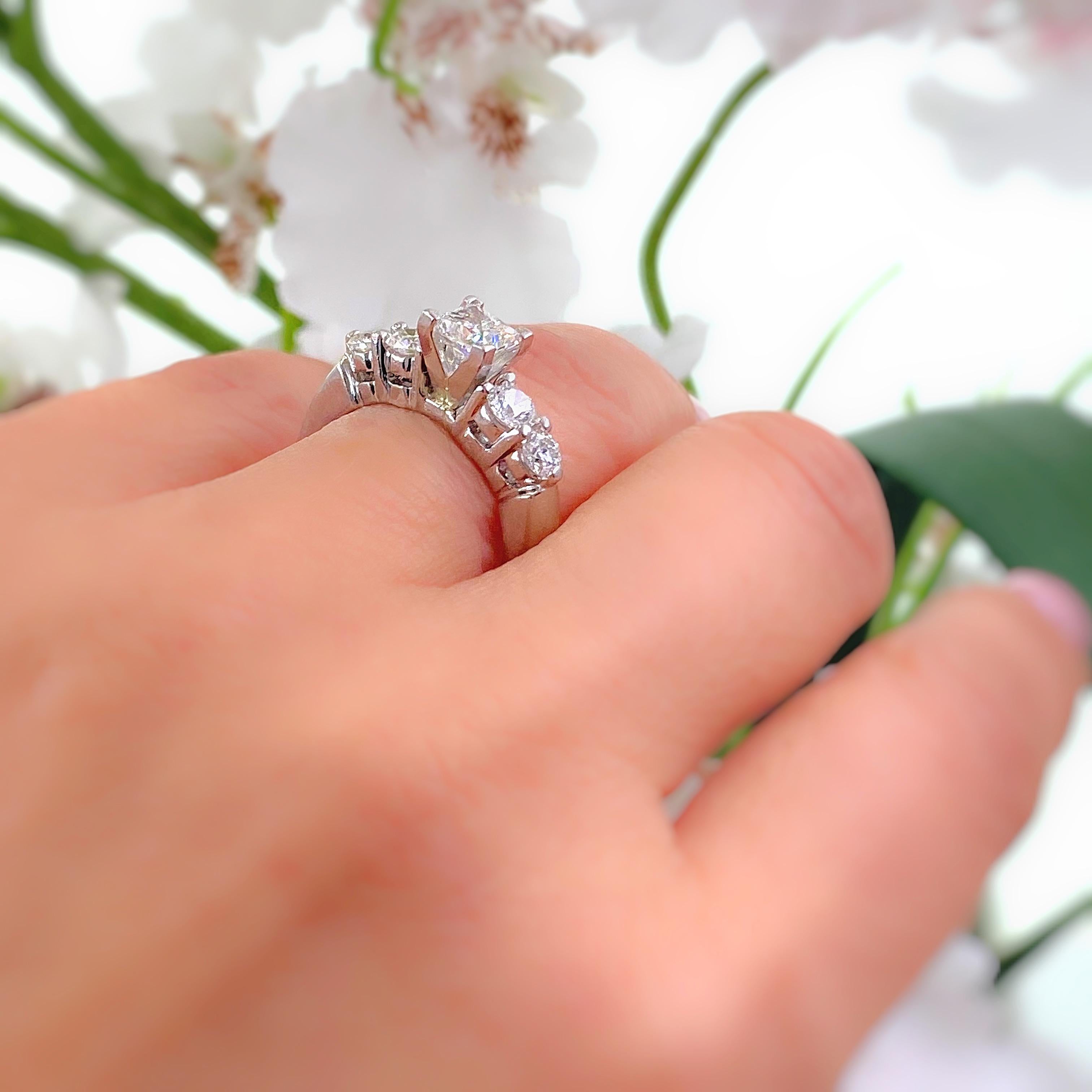 Women's or Men's Blue Nile Princess Diamond 1.36 Carat G VS1 Platinum Engagement Ring AGS For Sale