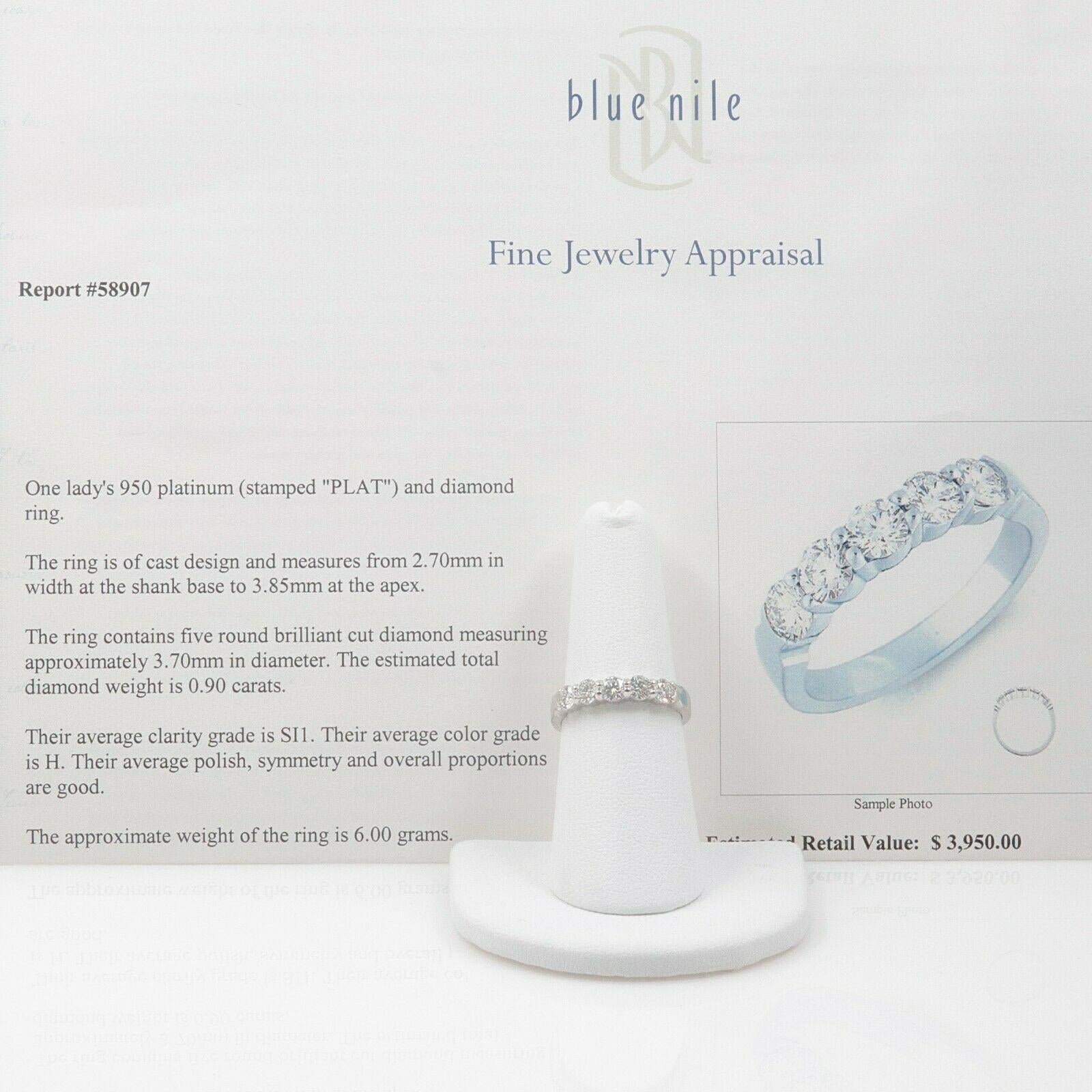 Blue Nile Round Diamond 0.90 Carat Five-Stone Band 4