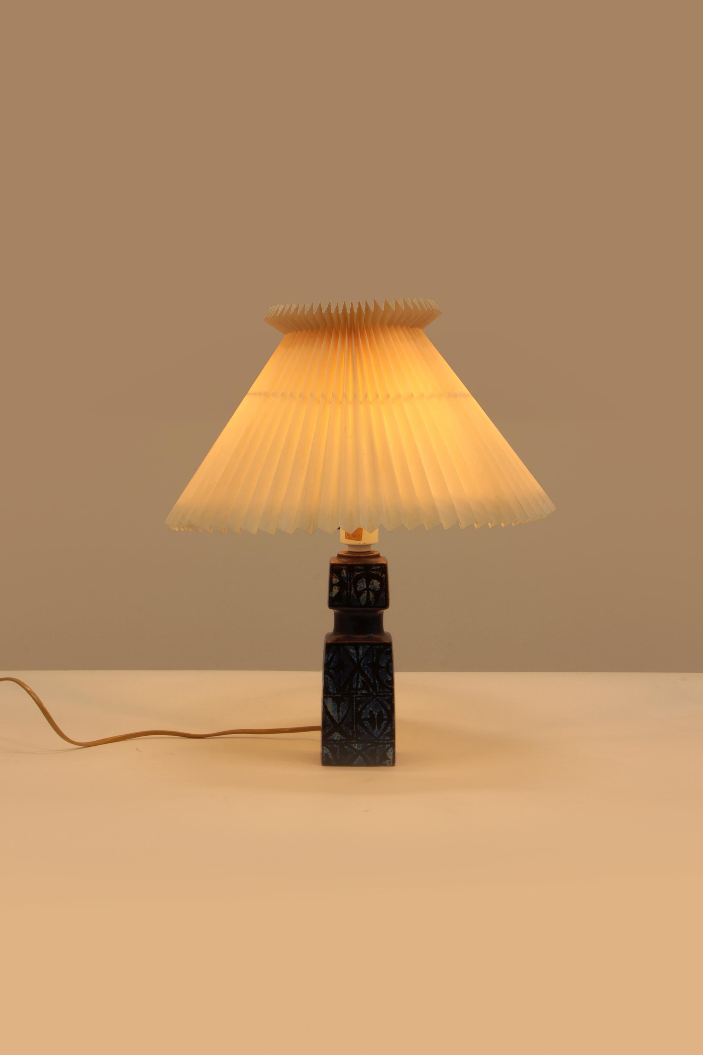 Danish Blue Nils Thorsson Table Lamp for Royal Copenhagen/Fog & Mørup, 1970s For Sale