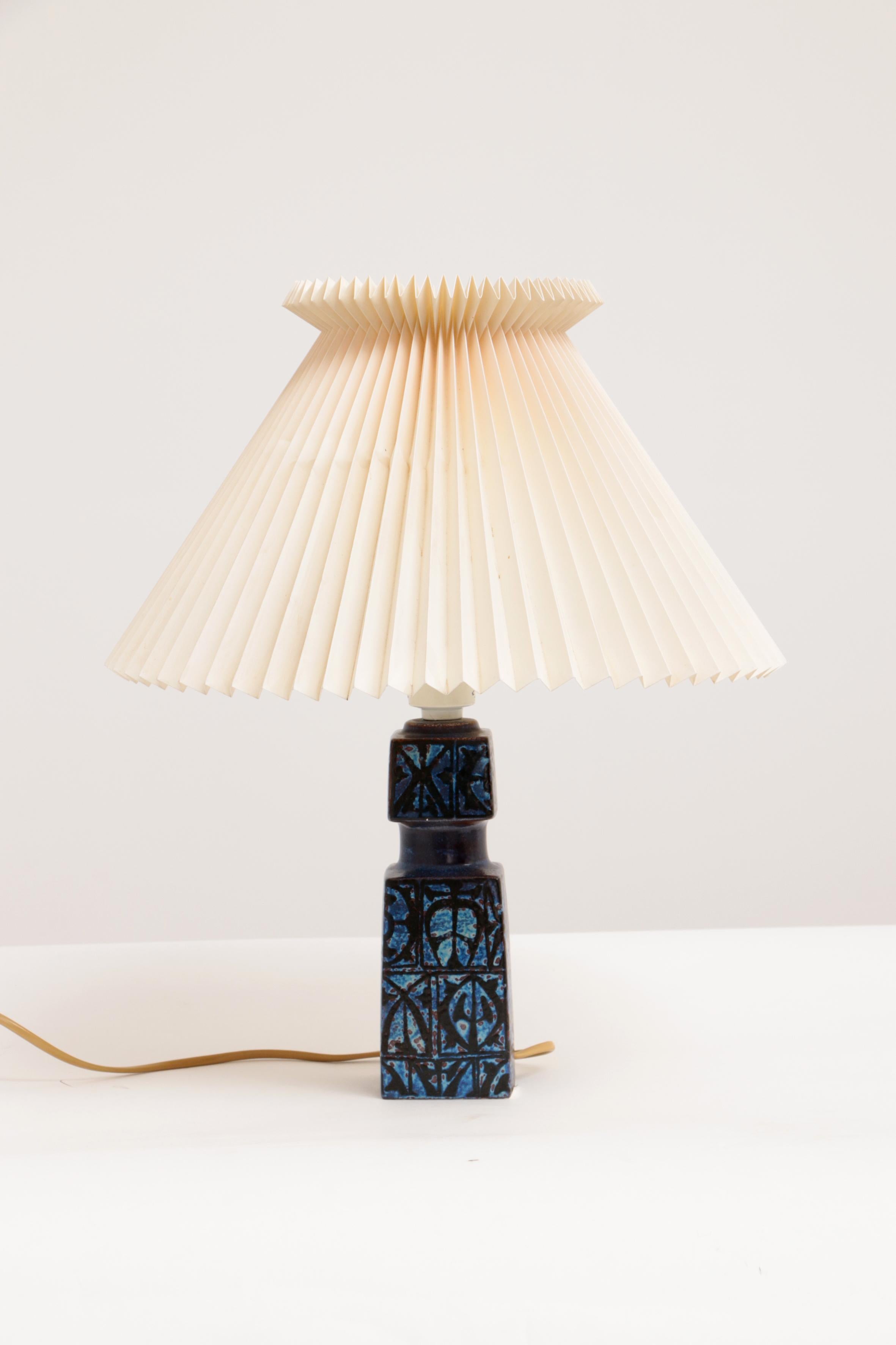 Blue Nils Thorsson Table Lamp for Royal Copenhagen/Fog & Mørup, 1970s For Sale 1