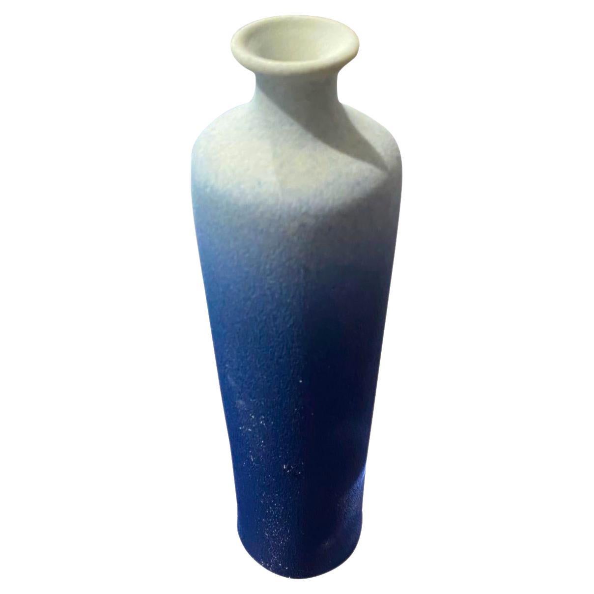Contemporary Chinese ombre blue glazed vase.
Tall thin spout opening.
Part of a large collection.