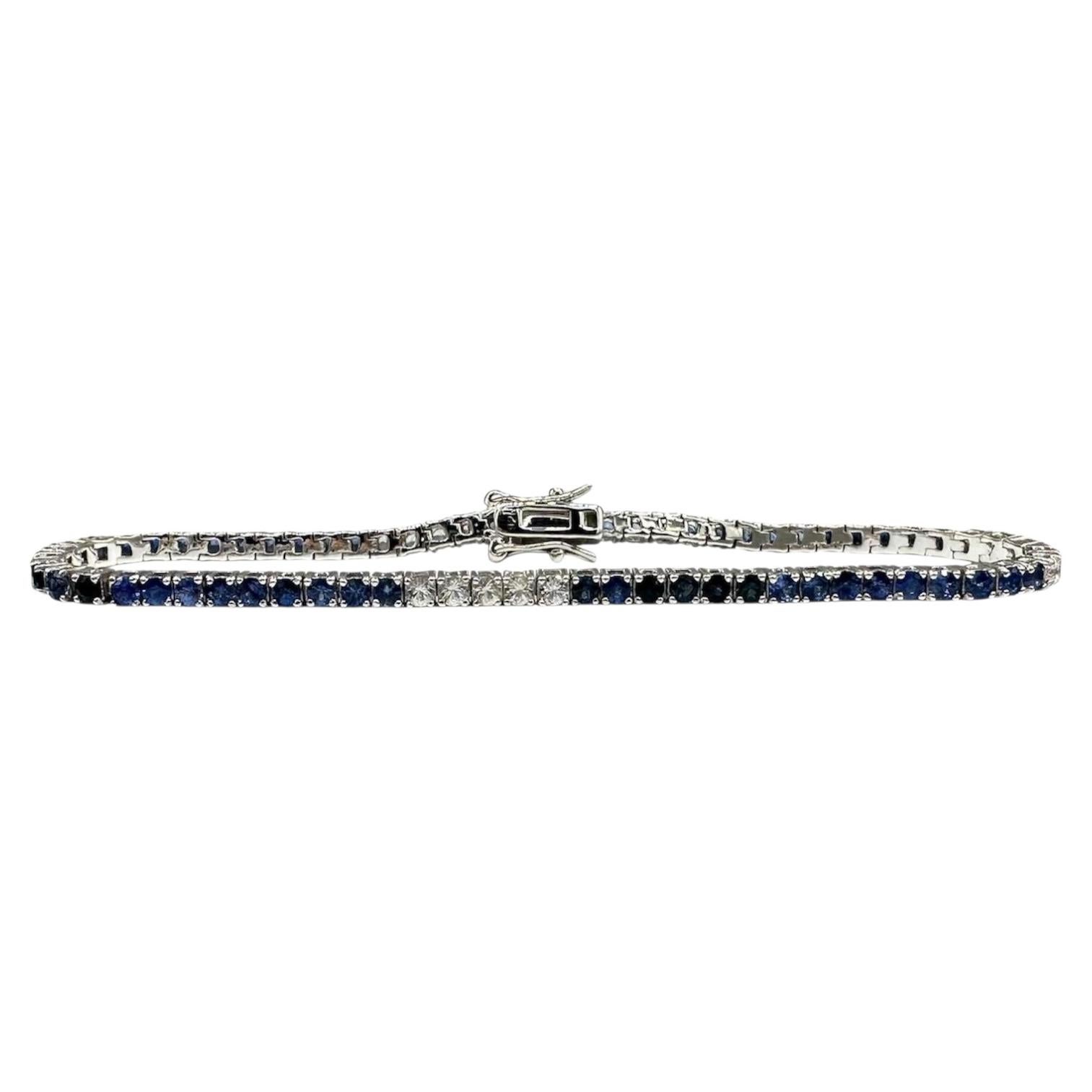 Pulsera de Tenis Zafiro Azul Ombre Plata de Ley 5ct 7,5 Pulgadas