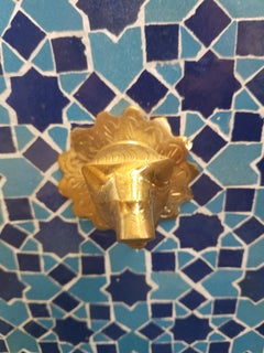 Blue on Blue Moroccan Mosaic Tile Fountain