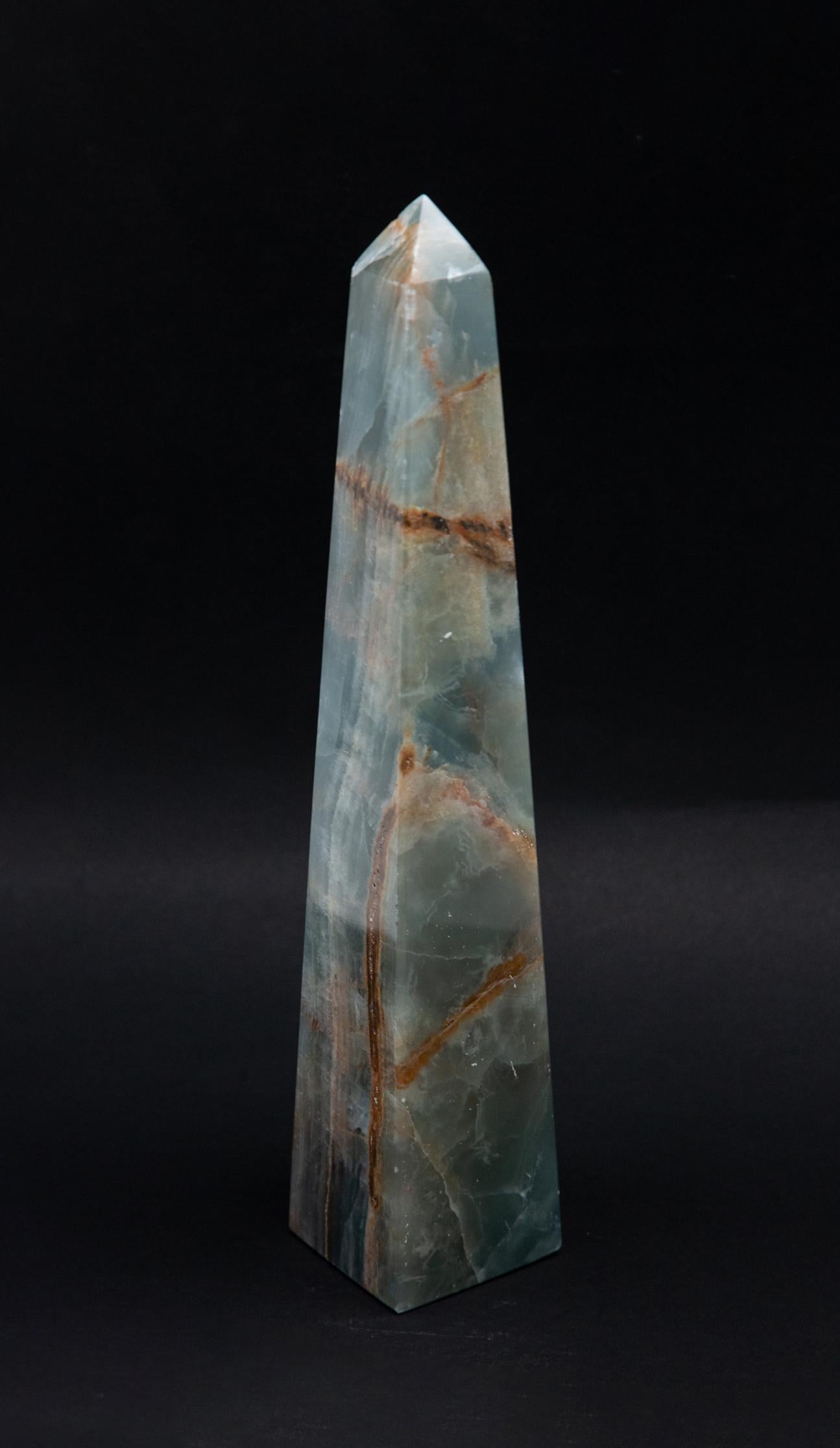 Hand-Carved Blue Onyx Hand Carved Obelisk