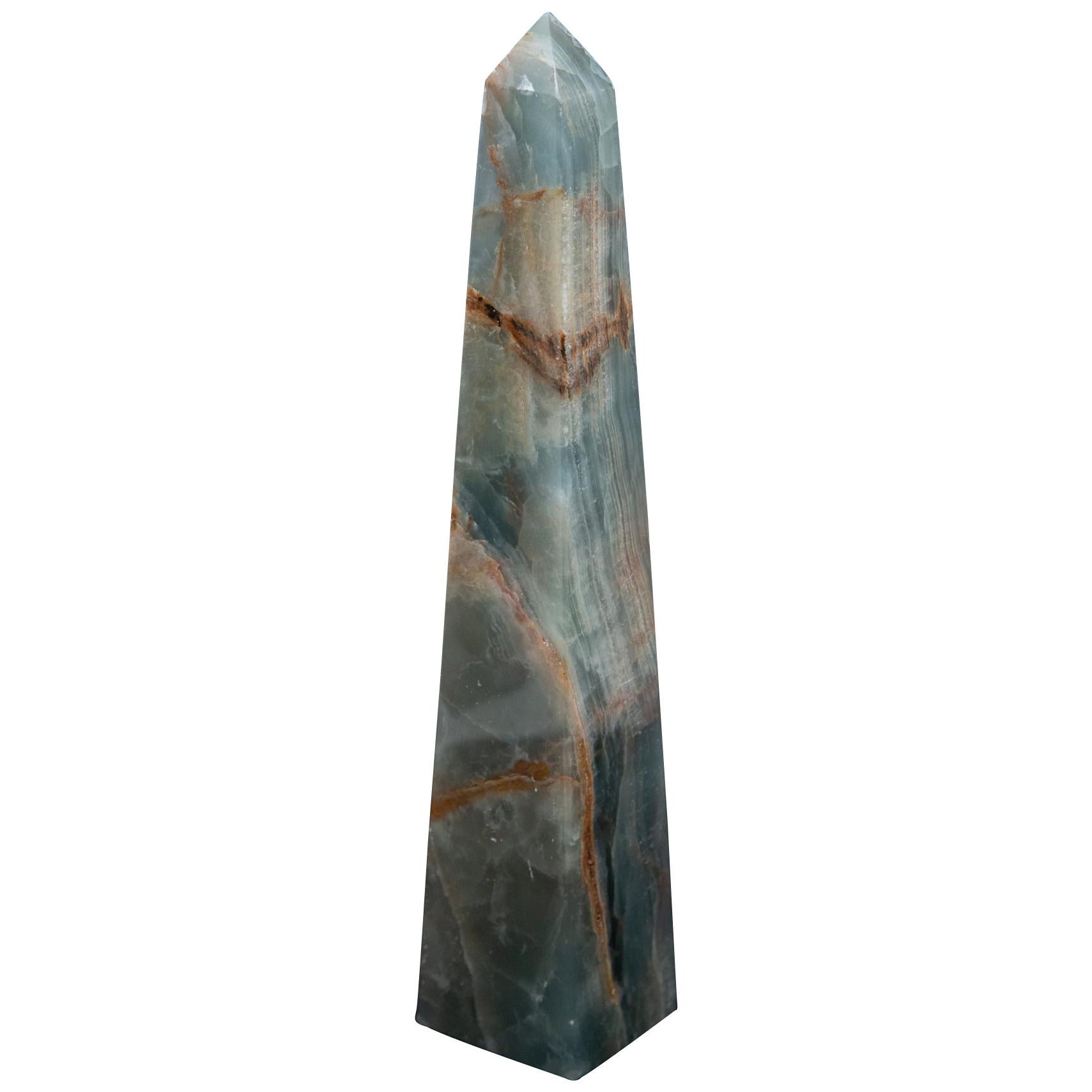 Blue Onyx Hand Carved Obelisk