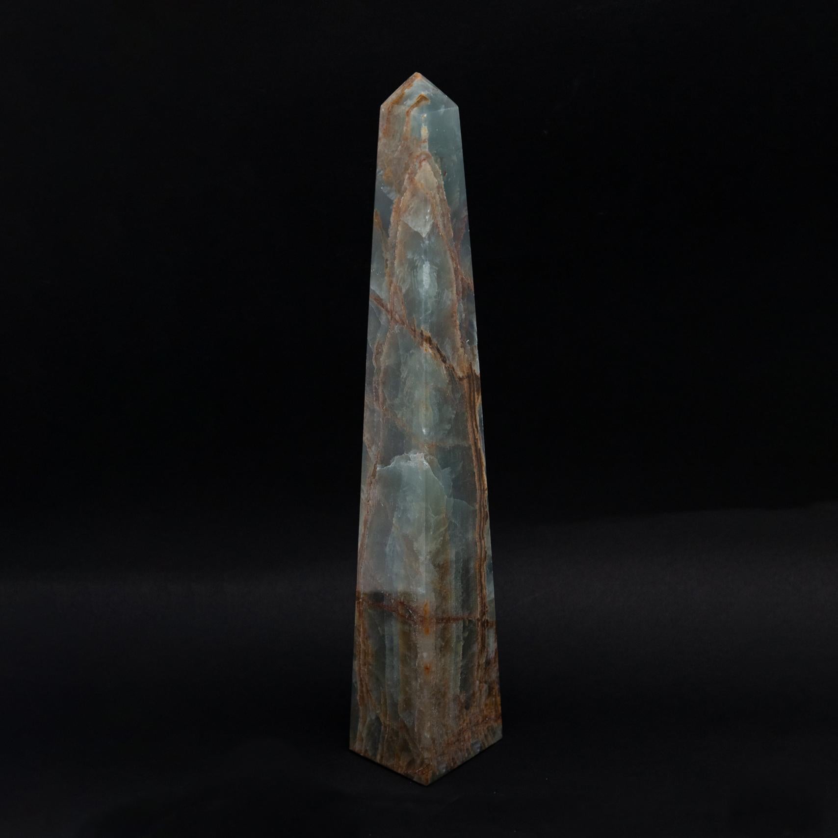 Hand-Carved Blue Onyx Hand Carved Obelisk