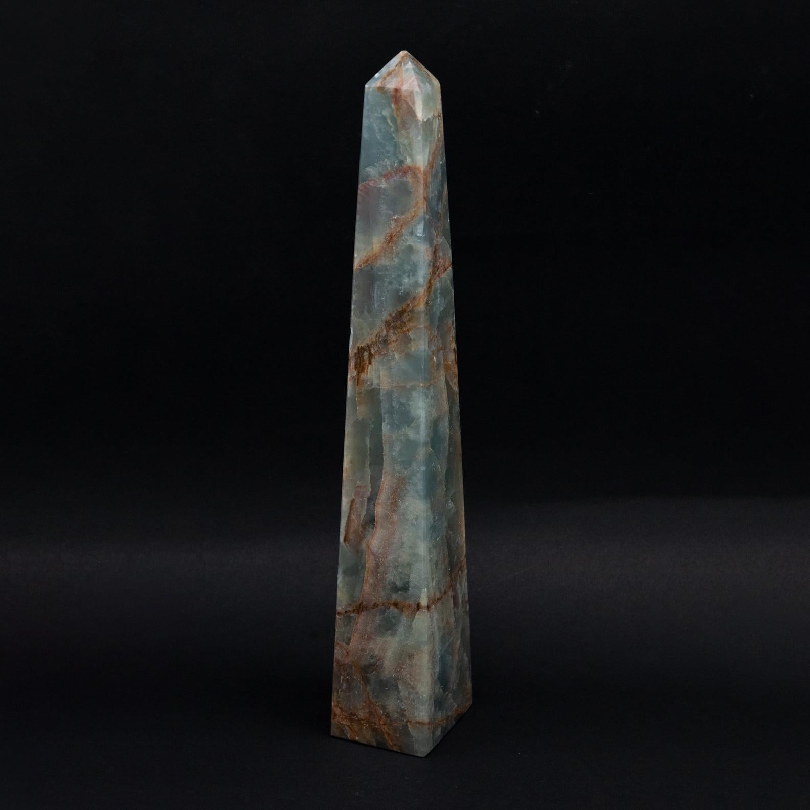 Contemporary Blue Onyx Hand Carved Obelisk