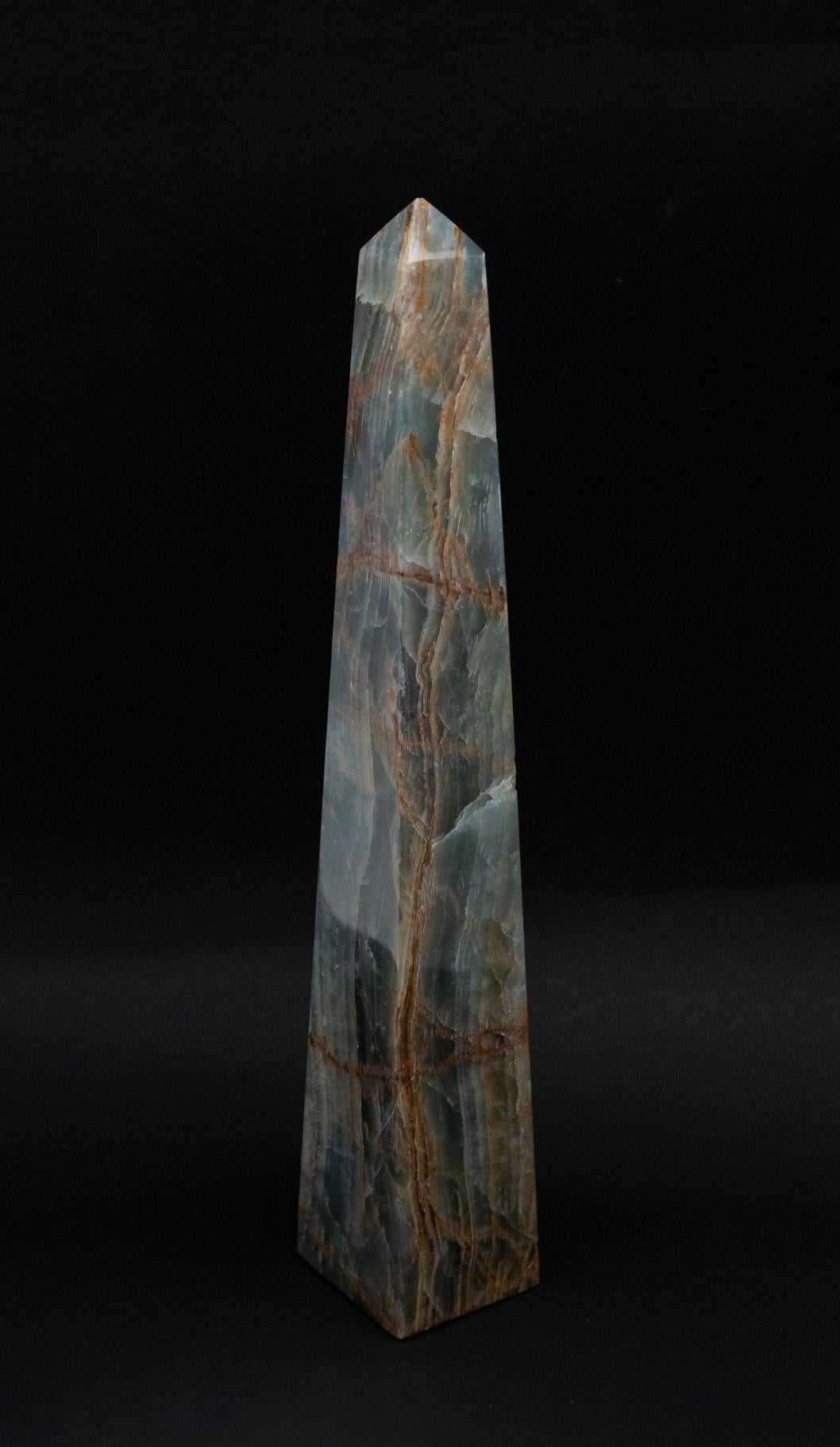 Blue Onyx Hand Carved Obelisk 1