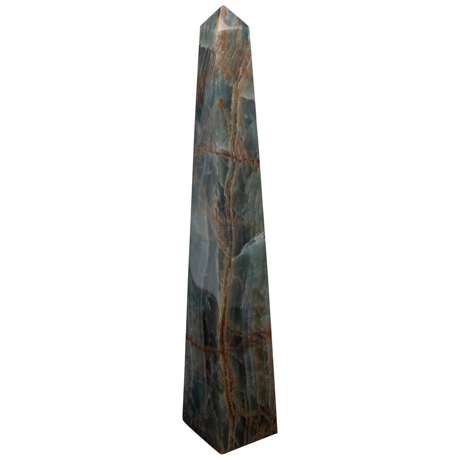 Blue Onyx Hand Carved Obelisk