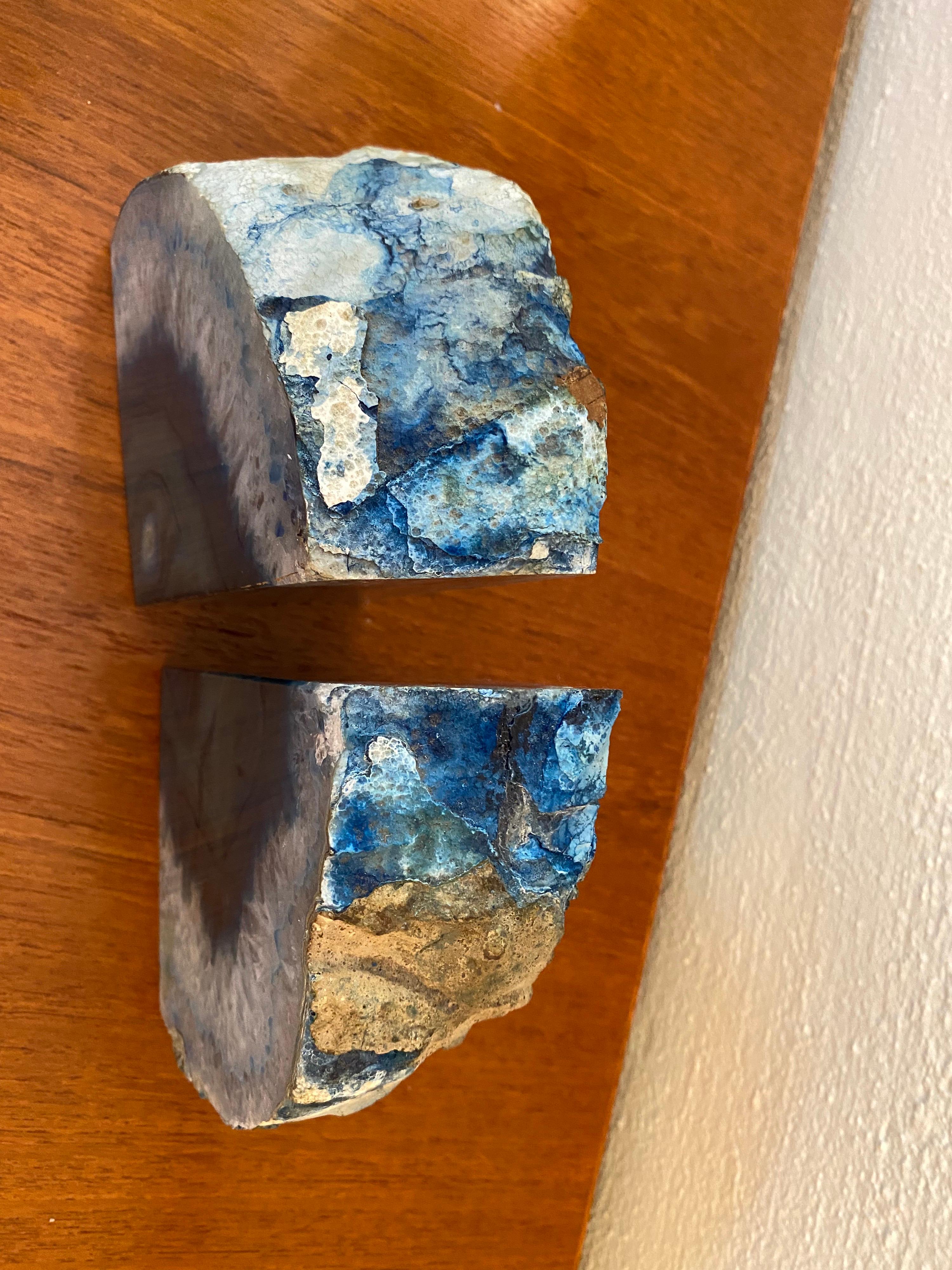 Brazilian Blue Onyx Marble Bookends