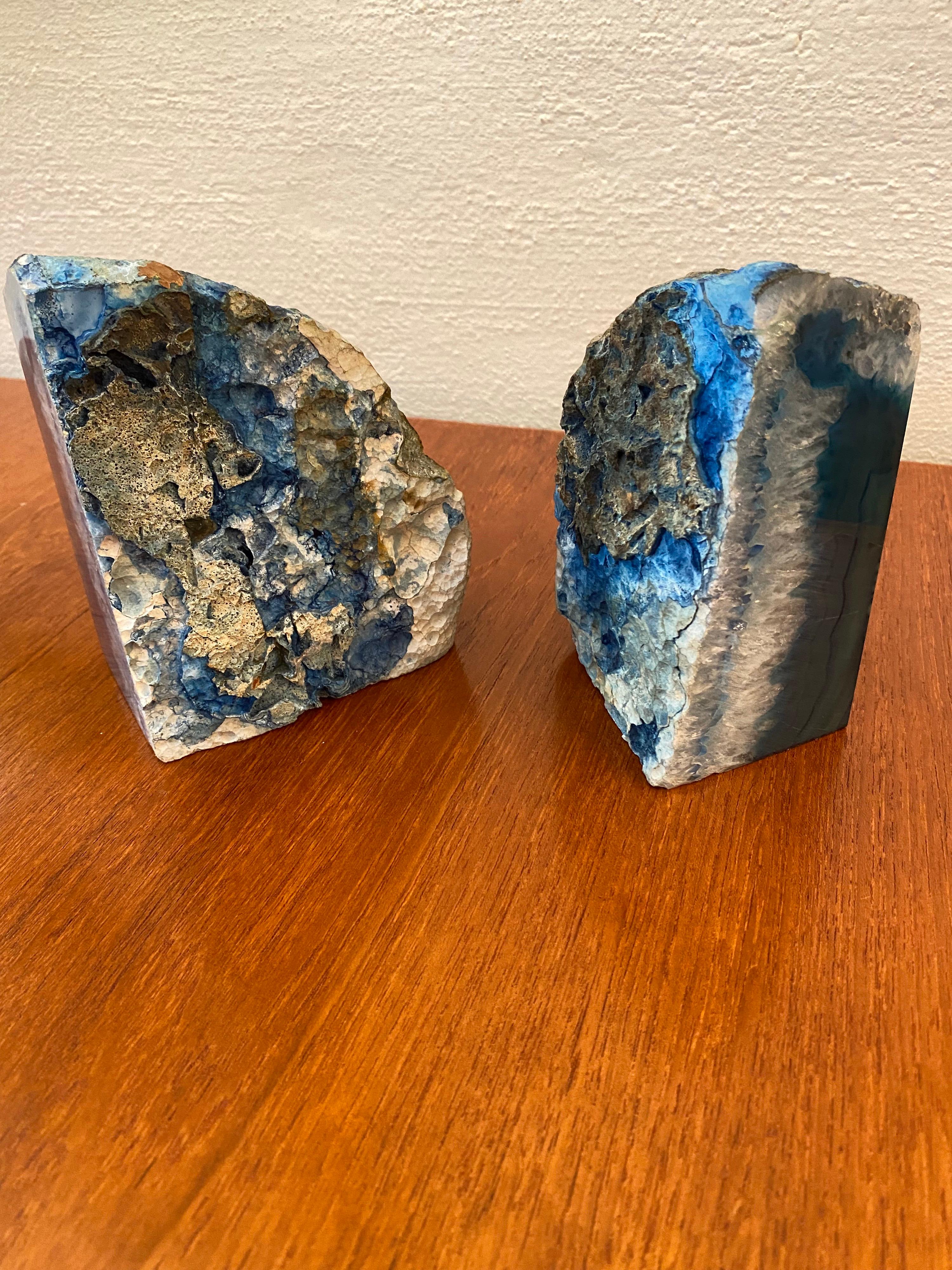 Blue Onyx Marble Bookends In Good Condition In Philadelphia, PA