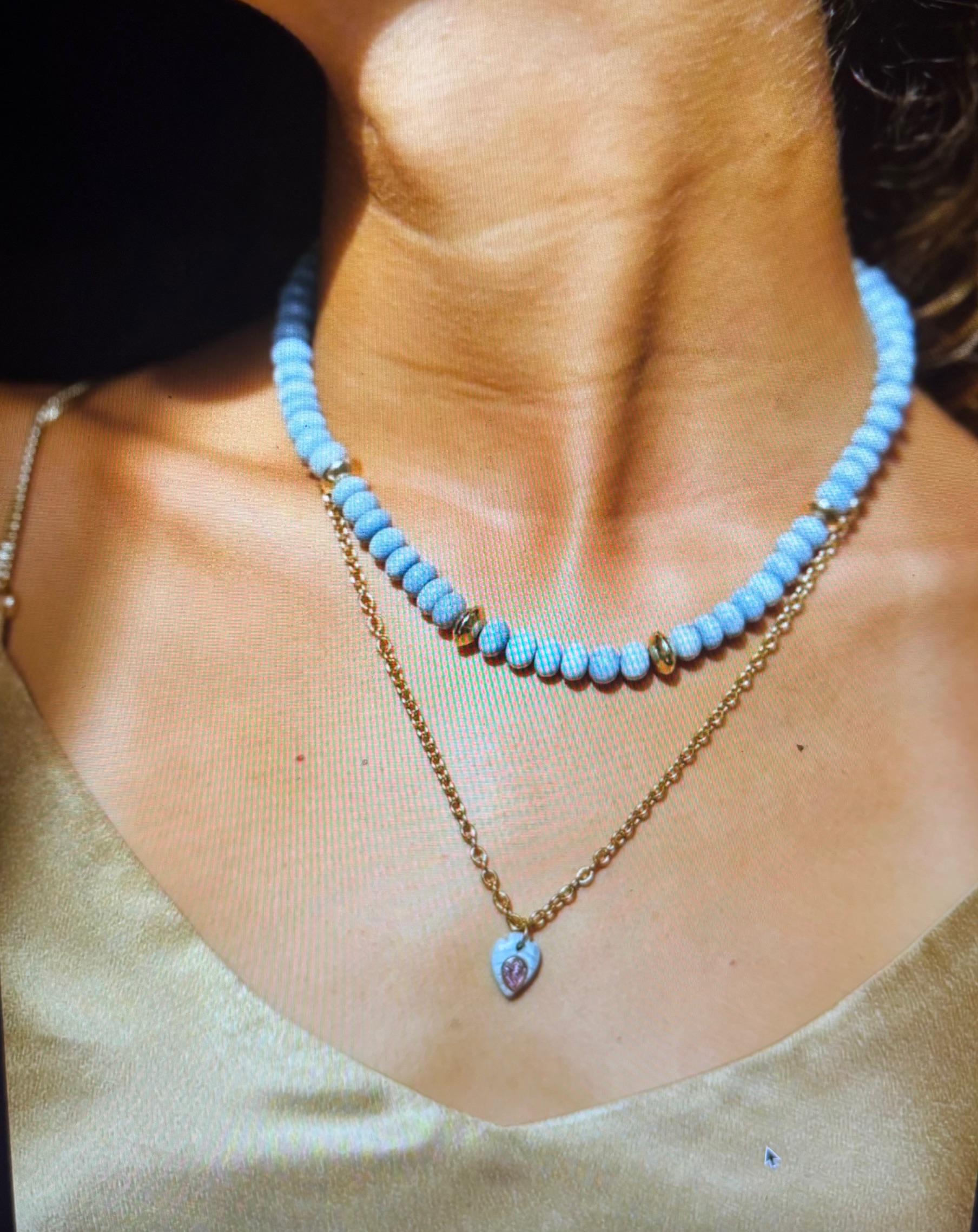 da uomo o donna Collana in oro 14k e opale blu in vendita