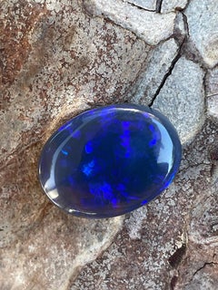 Blue Opal Cabochon 10.31 Ct Deep Neon Blue Natural Australian Stone Magic